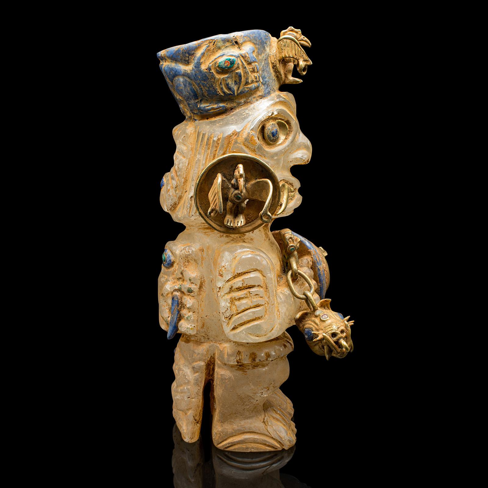 Mid-Century Modern Tall Vintage Tribal Figure, South American Crystal, Totem, Ornament, Mid Century For Sale