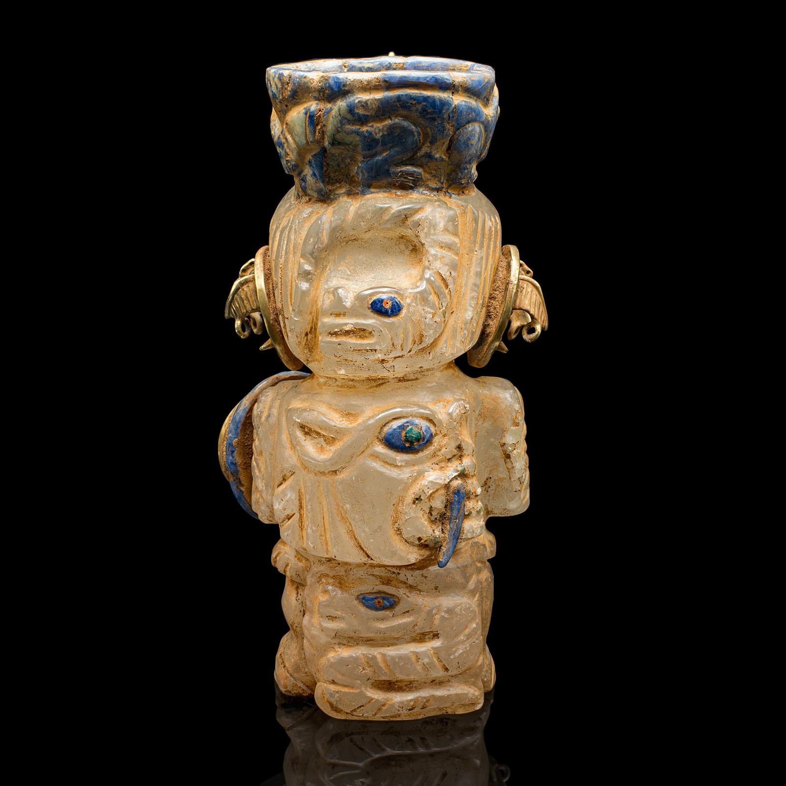 Tall Vintage Tribal Figure, South American Crystal, Totem, Ornament, Mid Century In Good Condition For Sale In Hele, Devon, GB