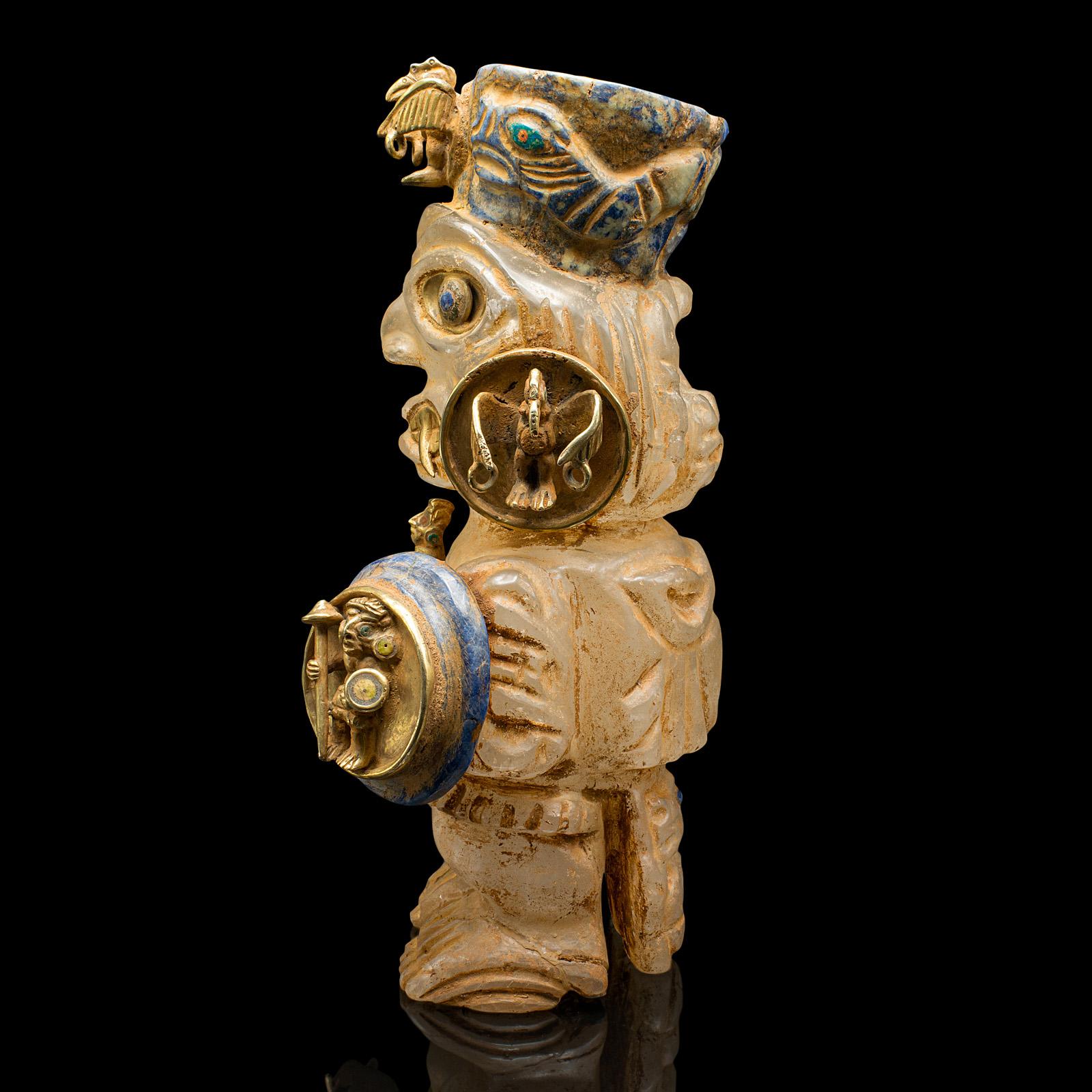 20th Century Tall Vintage Tribal Figure, South American Crystal, Totem, Ornament, Mid Century For Sale
