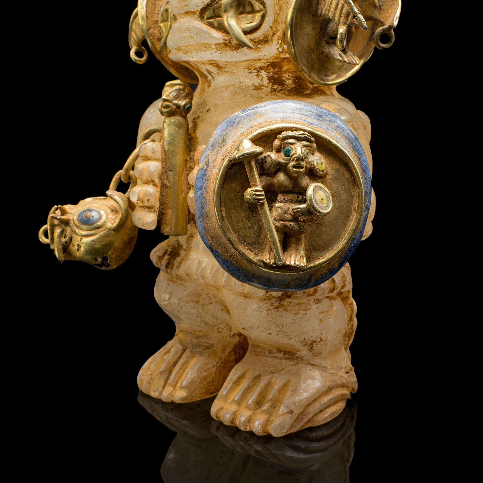 Tall Vintage Tribal Figure, South American Crystal, Totem, Ornament, Mid Century For Sale 2