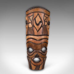 Tall Vintage Tribal Mask, Central African, Decorative Cultural Ornament, C.1970