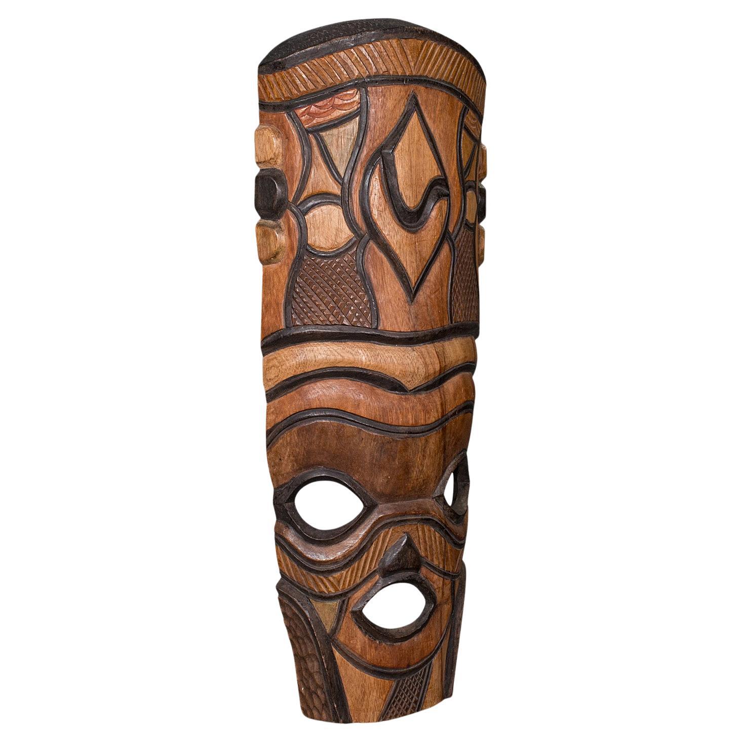 Tall Vintage Tribal Mask, Central African, Decorative Cultural Ornament, C.1970