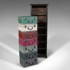 Tall Vintage Trunk Stand, English, Hand-Painted Pine, Suitcase Chest of Drawers