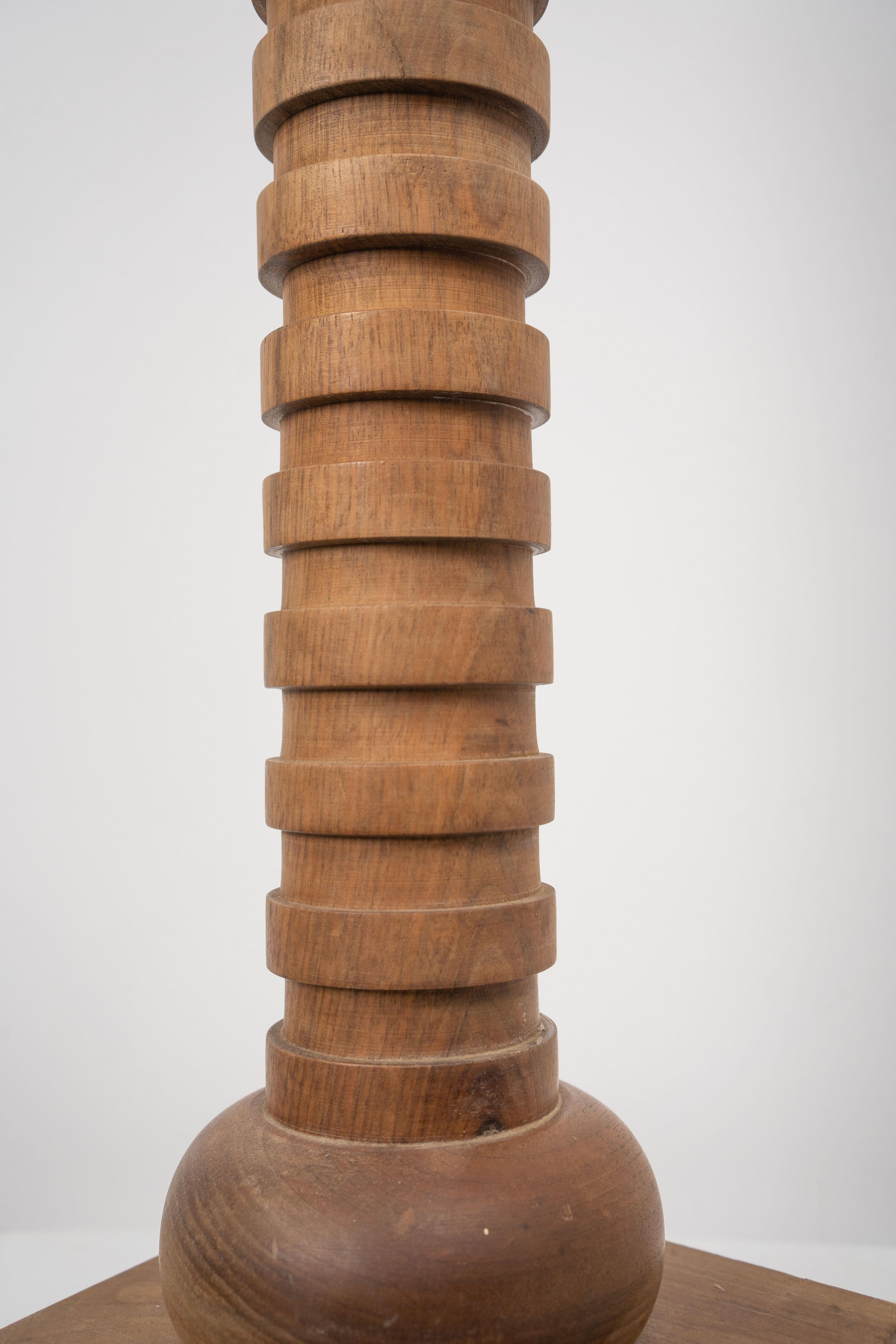 Mid-Century Modern Tall Vintage Turned Wood Table Lamp