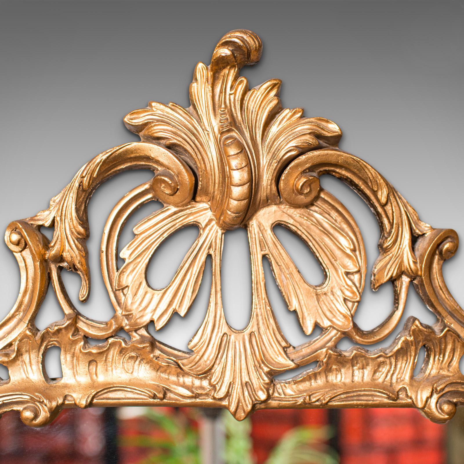 Espejo de pared alto vintage, inglés, dorado, decorativo, renacimiento, c.1960 Británico en venta