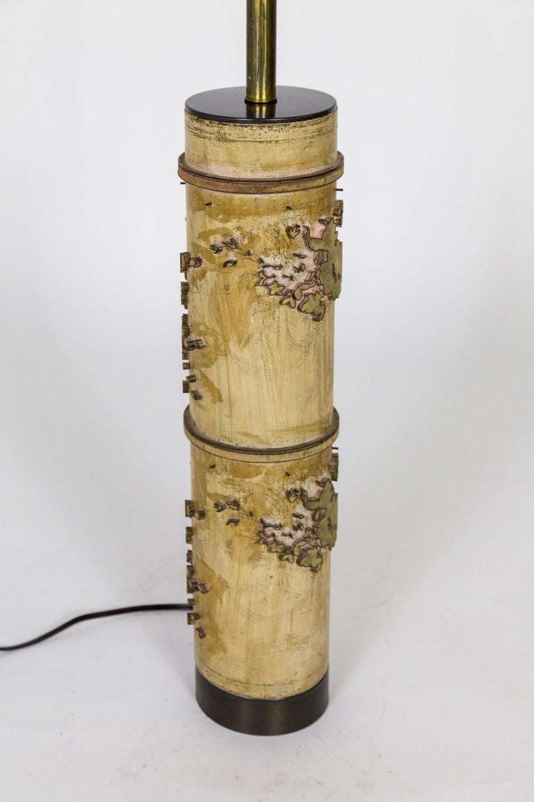 Tall Vintage Wallpaper Printing Roller as Table Lamp For Sale at 1stDibs