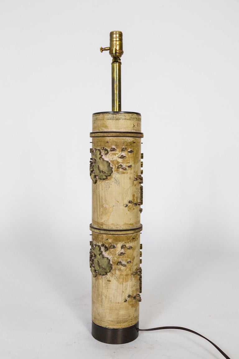 Tall Vintage Wallpaper Printing Roller as Table Lamp For Sale at 1stDibs