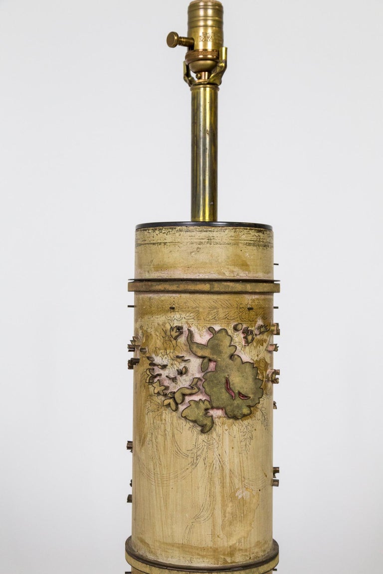 Tall Vintage Wallpaper Printing Roller as Table Lamp For Sale at 1stDibs
