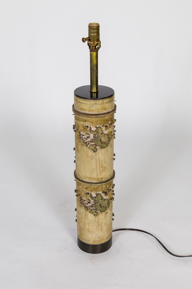 Tall Vintage Wallpaper Printing Roller as Table Lamp For Sale at 1stDibs