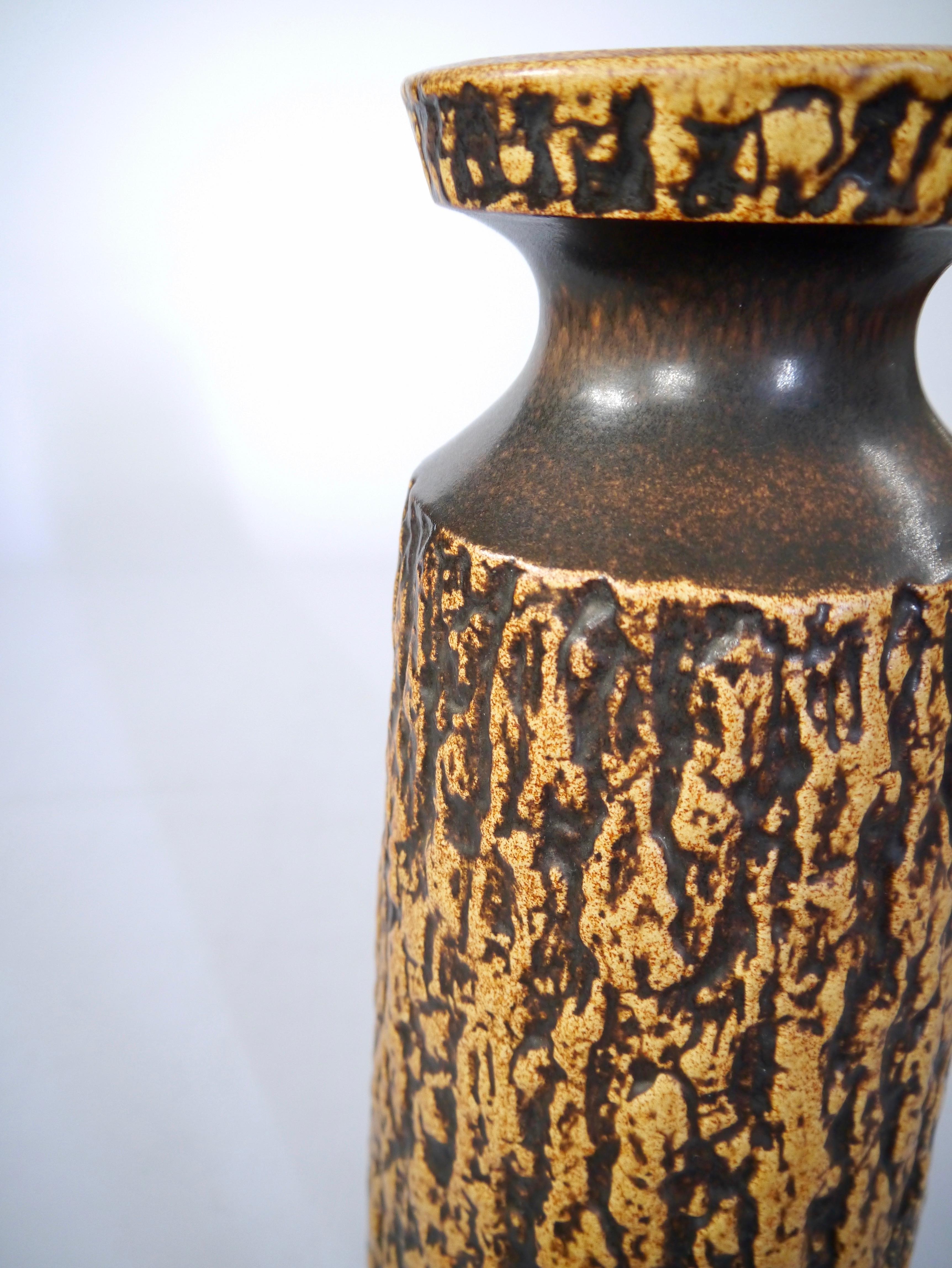 Glazed Tall Wabi-Sabi Organic Pattern Ceramic Floor Vase by Jasba, West Germany, 1960s For Sale