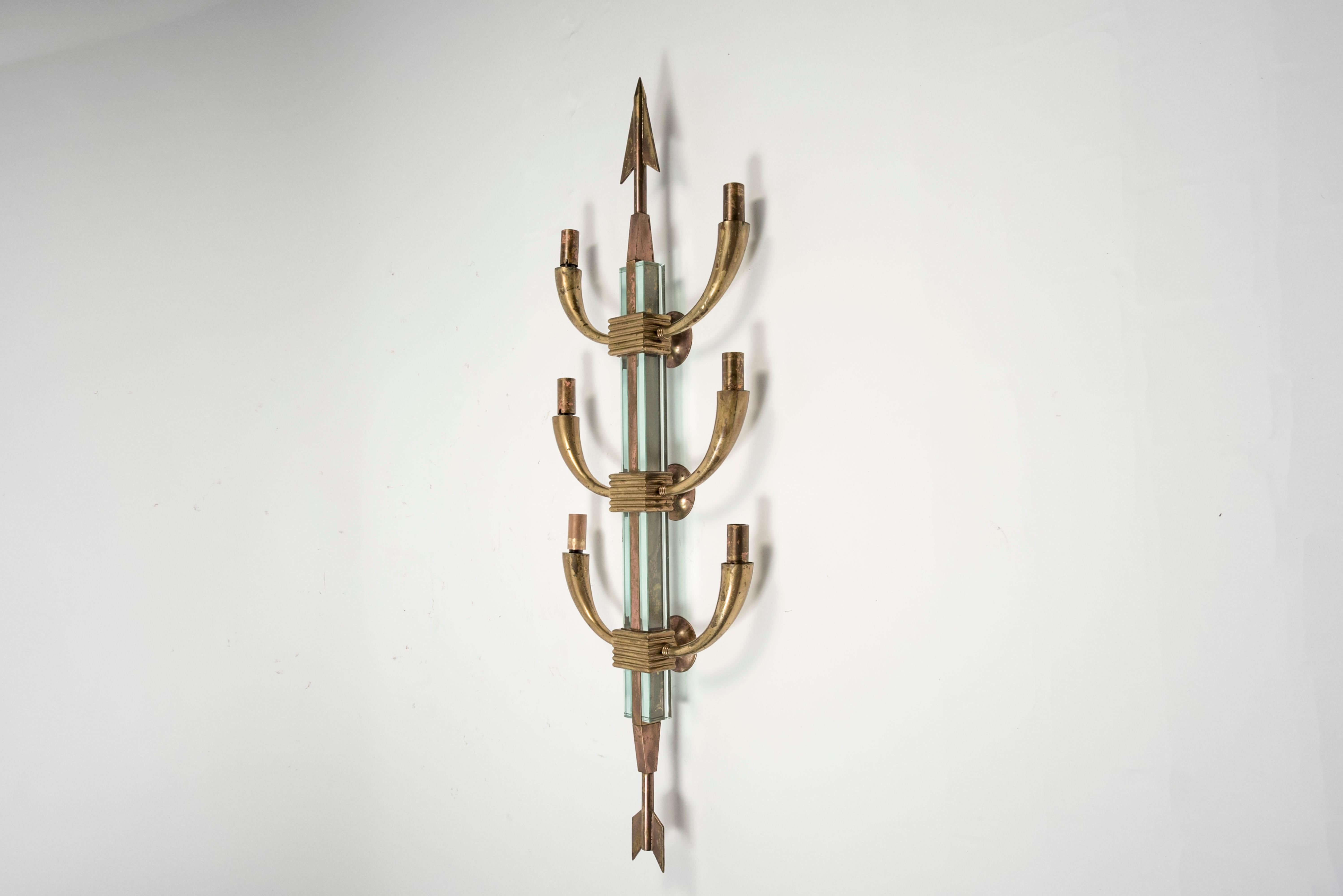 Mid-20th Century Tall Wall Light Attributed to Gio Ponti