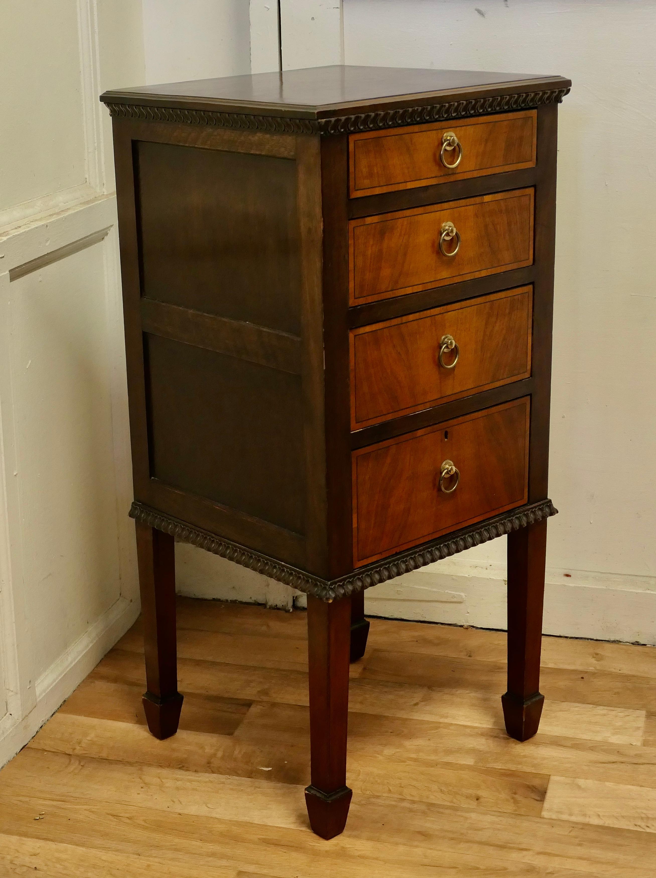 Tall Walnut and Satinwood Chest of Drawers In Good Condition In Chillerton, Isle of Wight