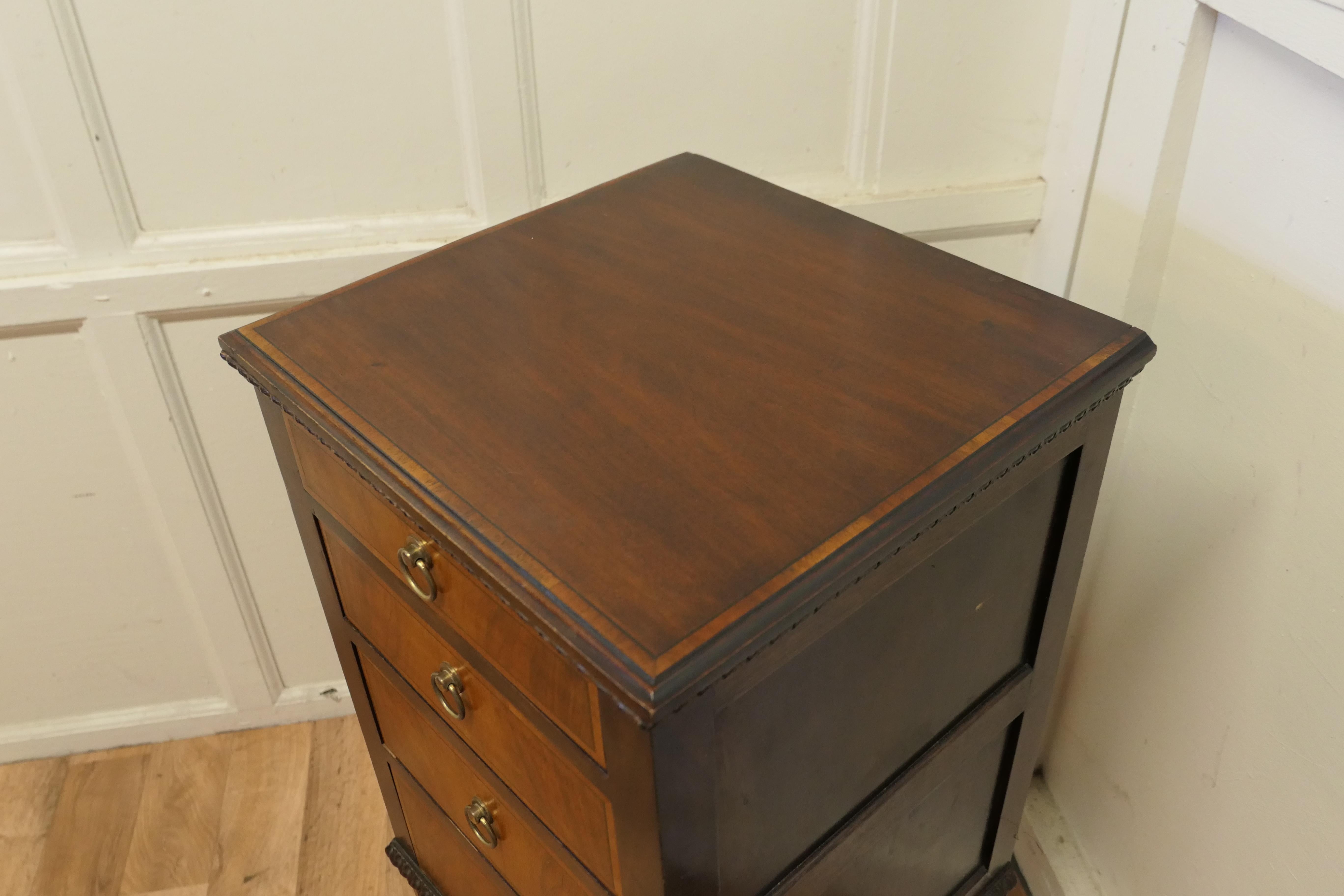 20th Century Tall Walnut and Satinwood Chest of Drawers