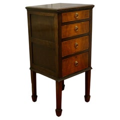 Tall Walnut and Satinwood Chest of Drawers