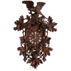 Tall Walnut Black Forest Cuckoo's Clock, Late 19th Century