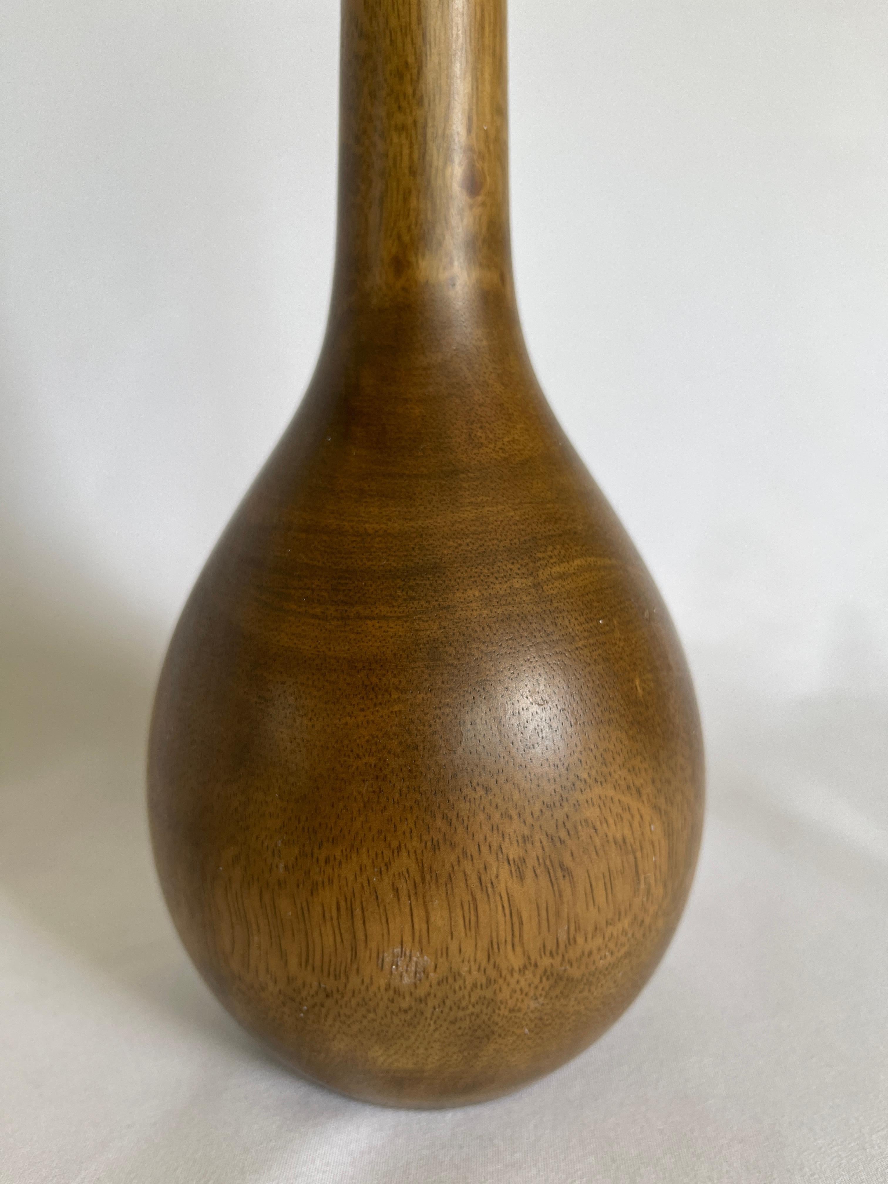 Mid-Century Modern   Tall Walnut Bottle Sculpture Vase Attributed to Phillip Lloyd Powell  For Sale