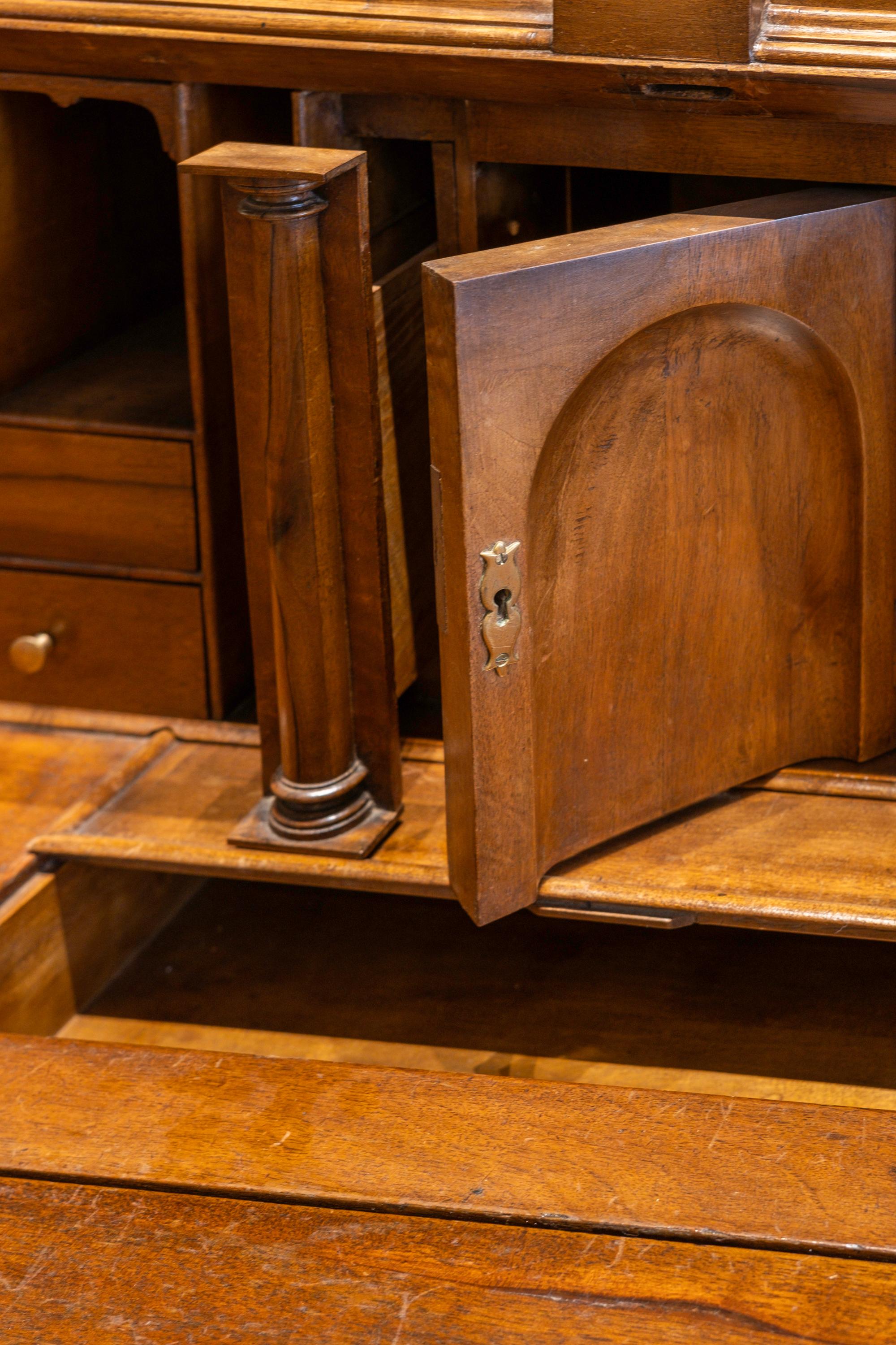 Tall Walnut Cabinet with a Bureau Desk Compartment For Sale 4