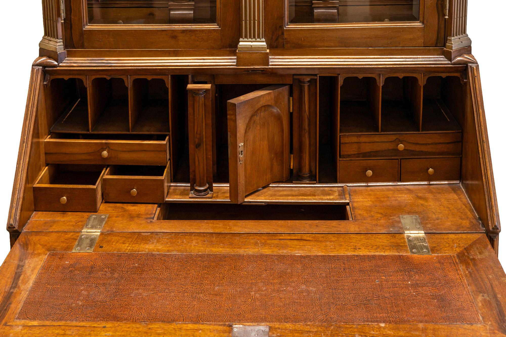 Tall Walnut Cabinet with a Bureau Desk Compartment For Sale 2