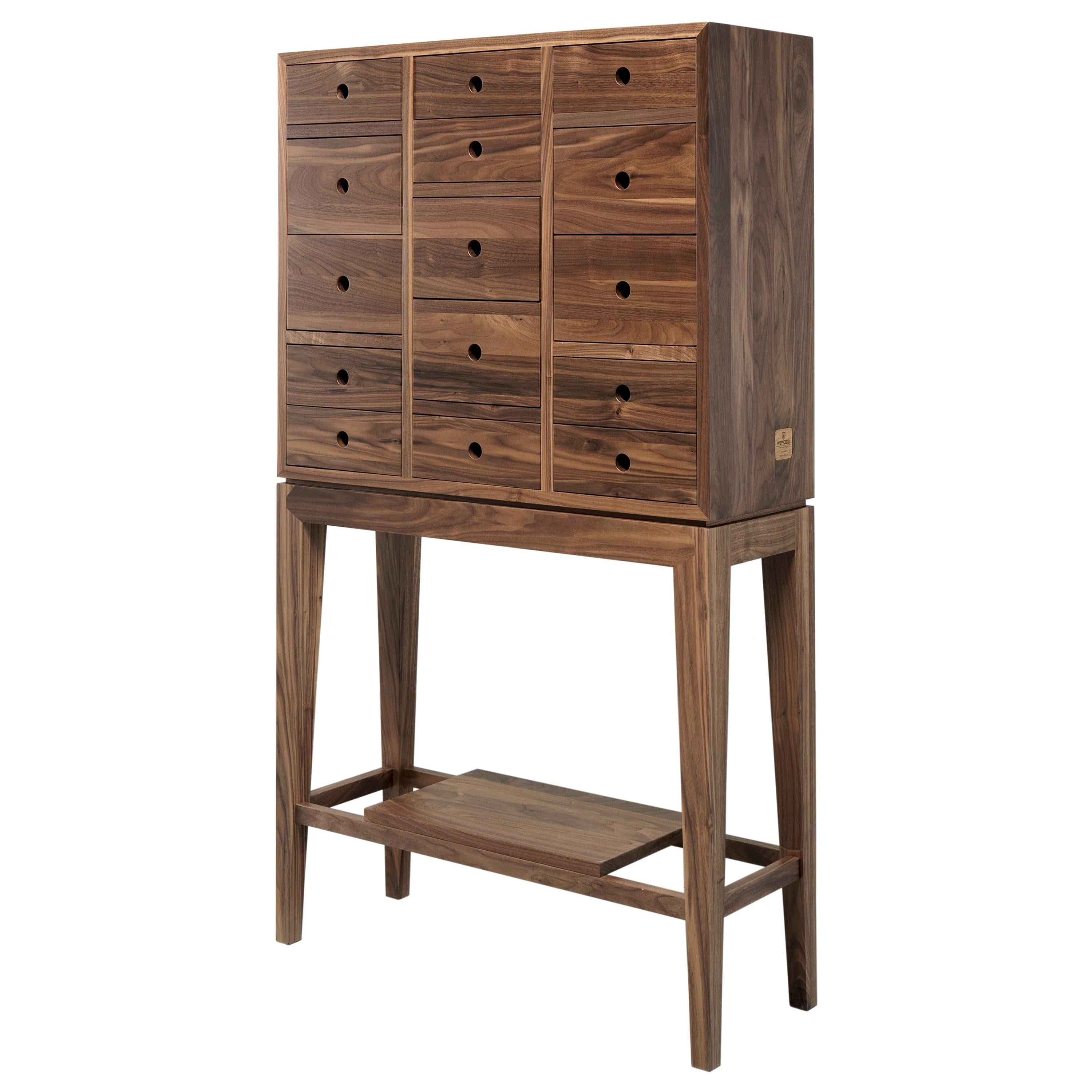 Tall Walnut or Oak Chest of Drawers Dresser Cabinet For Sale