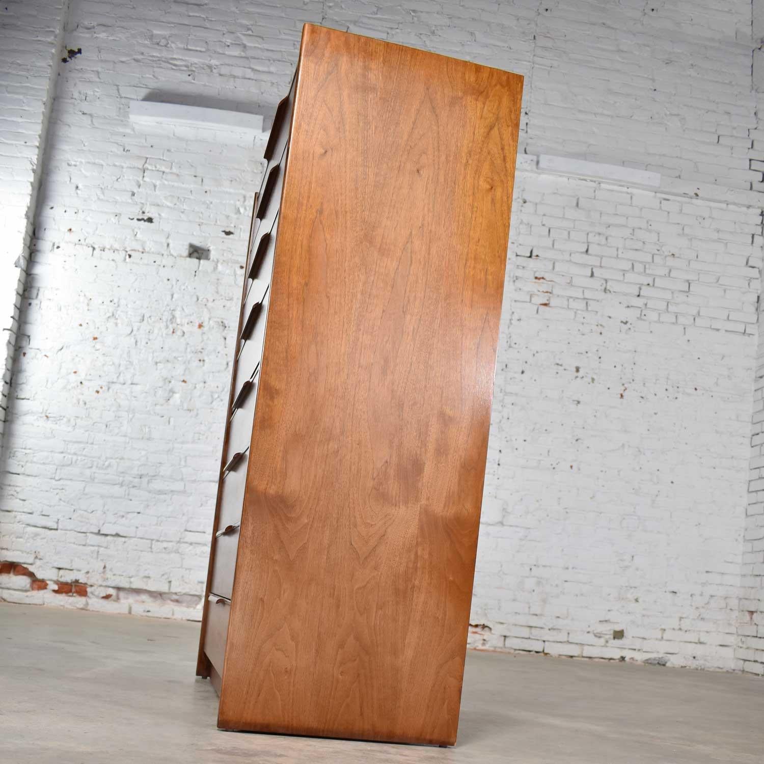 20th Century Tall Walnut Scandinavian Modern Style Chest of Drawers by Barzilay Furniture Mfg