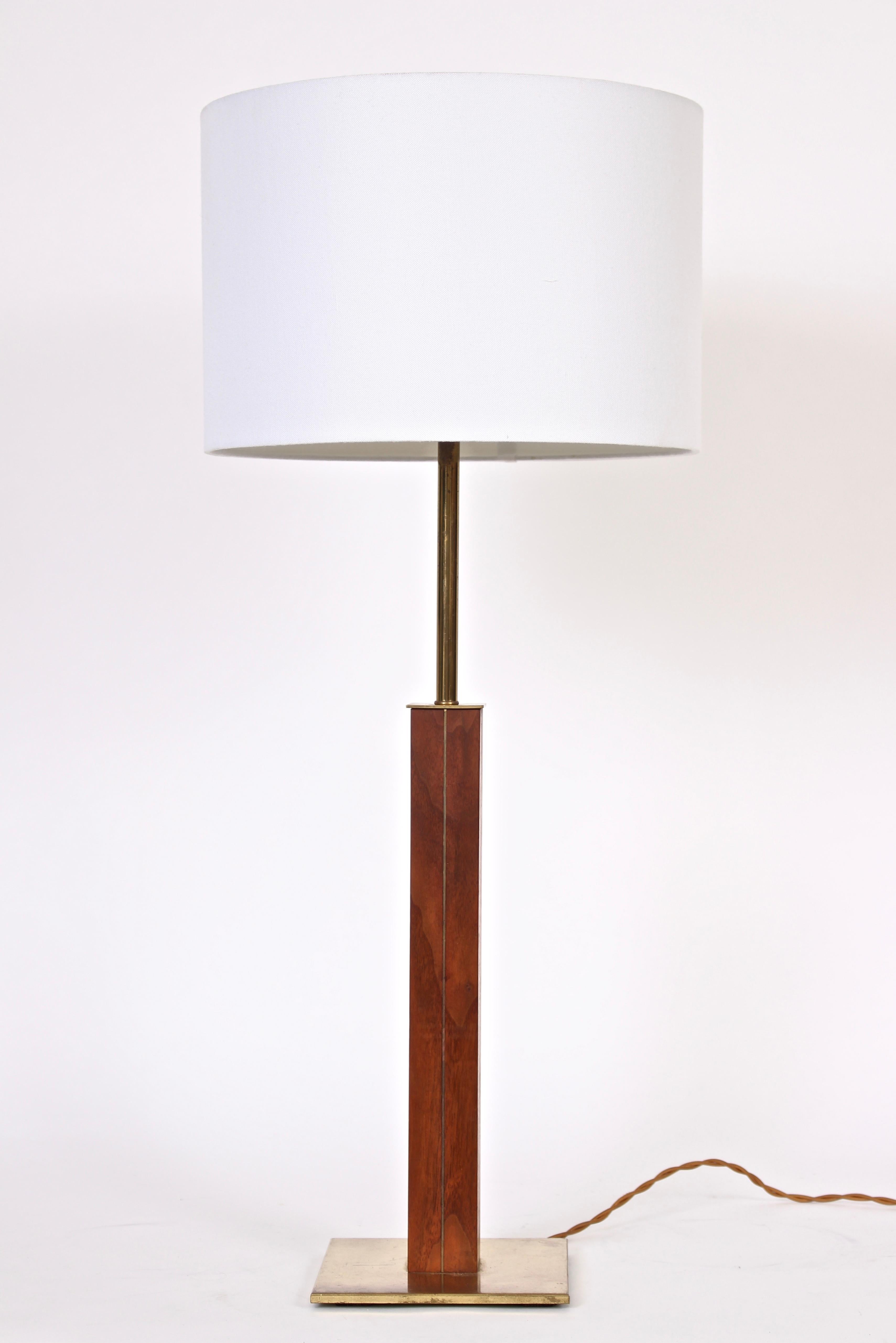 Tall Walter Von Nessen, Nessen Studios Brass Inlaid Walnut 