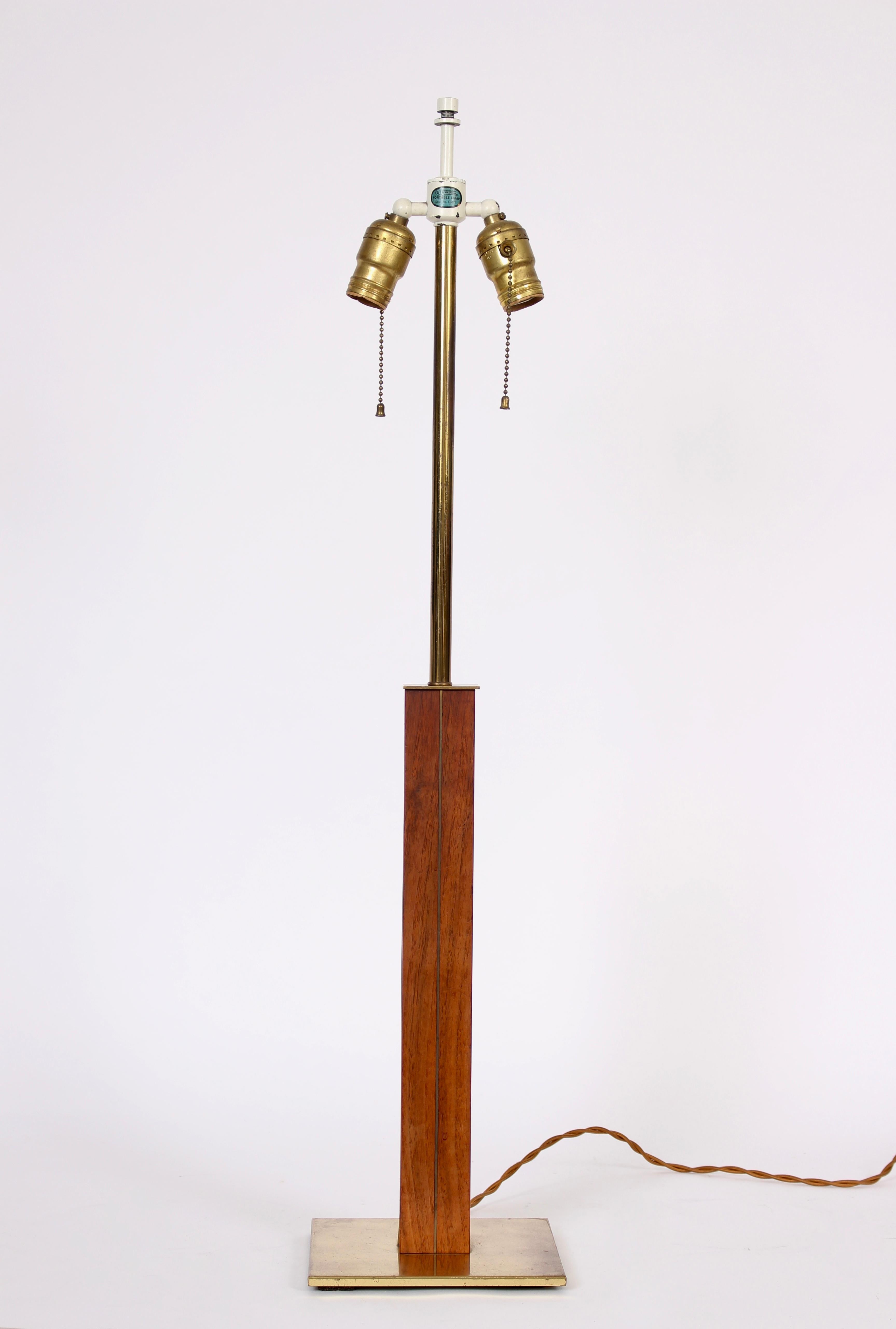 Minimalist Tall Walter Von Nessen, Nessen Studios Brass Inlaid Walnut 