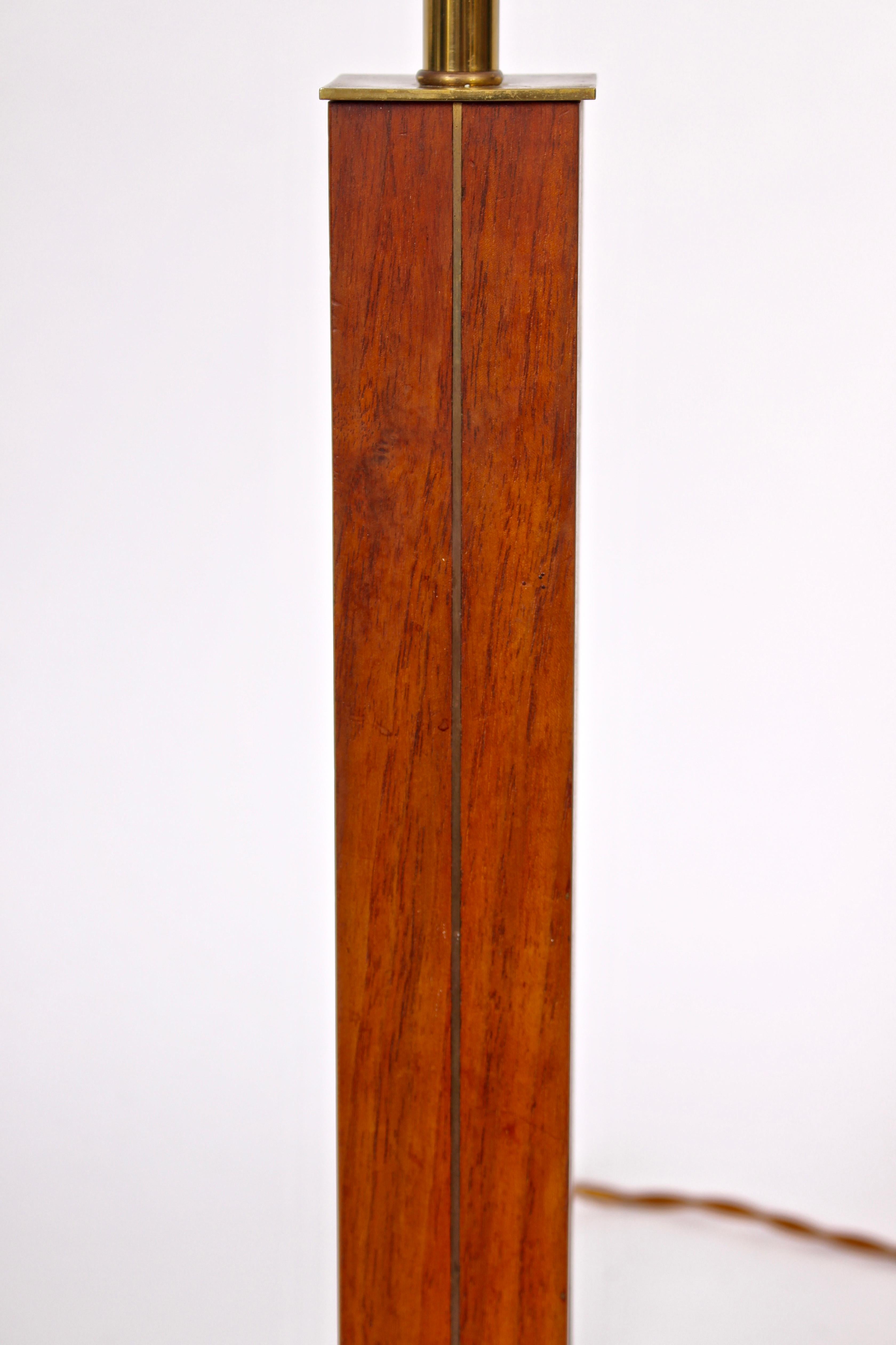 Tall Walter Von Nessen, Nessen Studios Brass Inlaid Walnut 