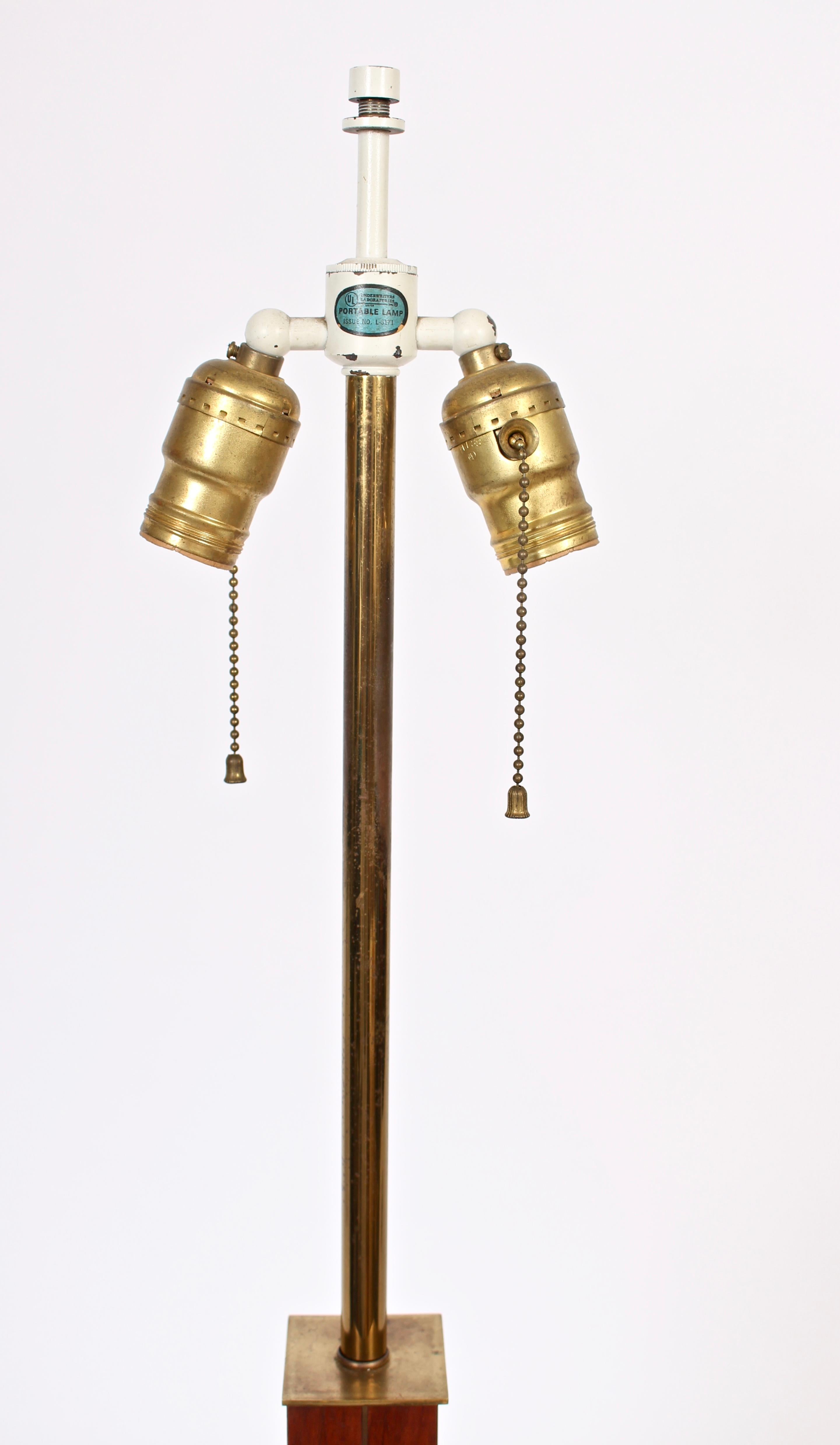 Mid-20th Century Tall Walter Von Nessen, Nessen Studios Brass Inlaid Walnut 