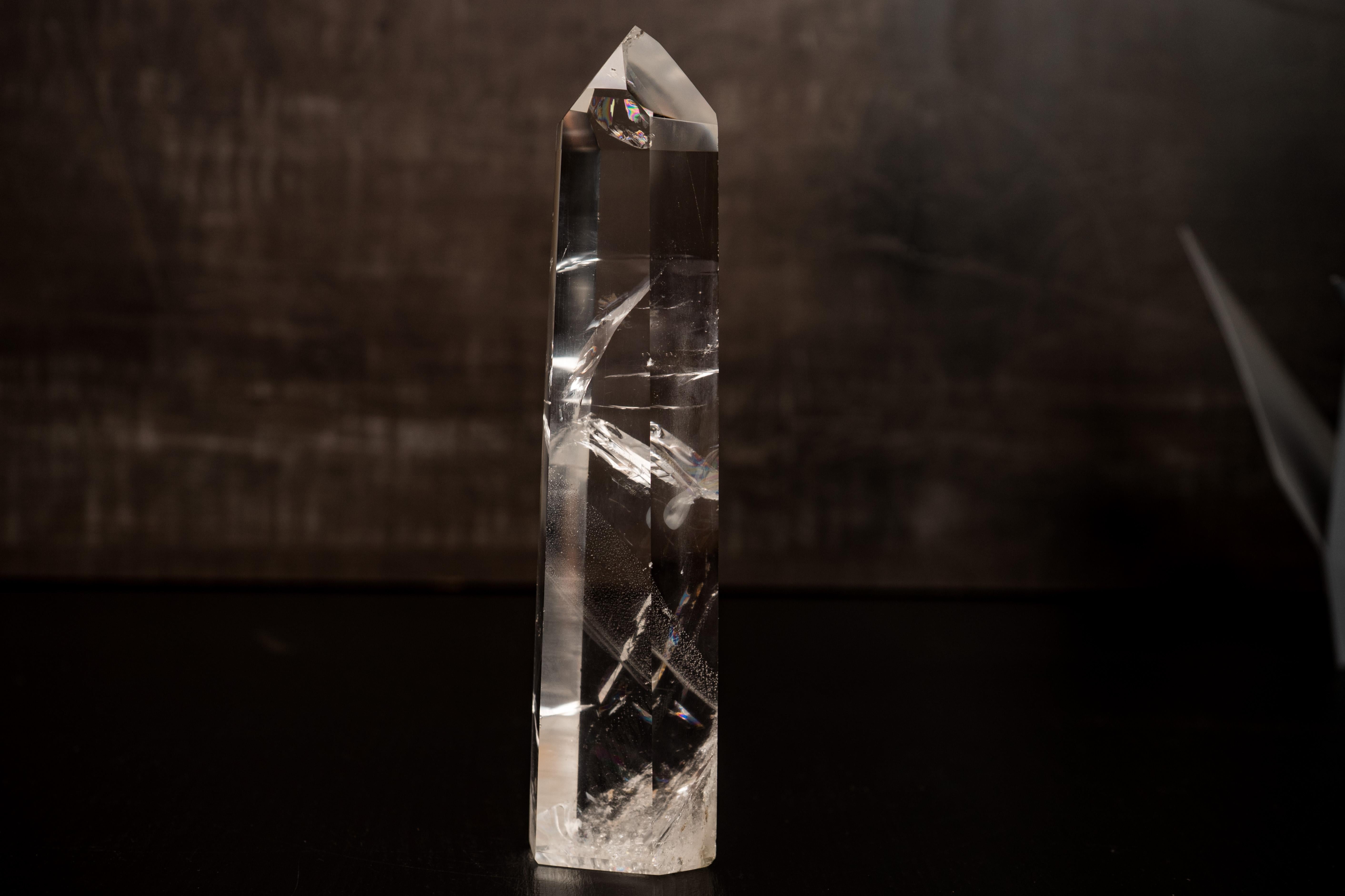 Brazilian Tall Water-Clear Lemurian Quartz Obelisk Point from Diamantina For Sale