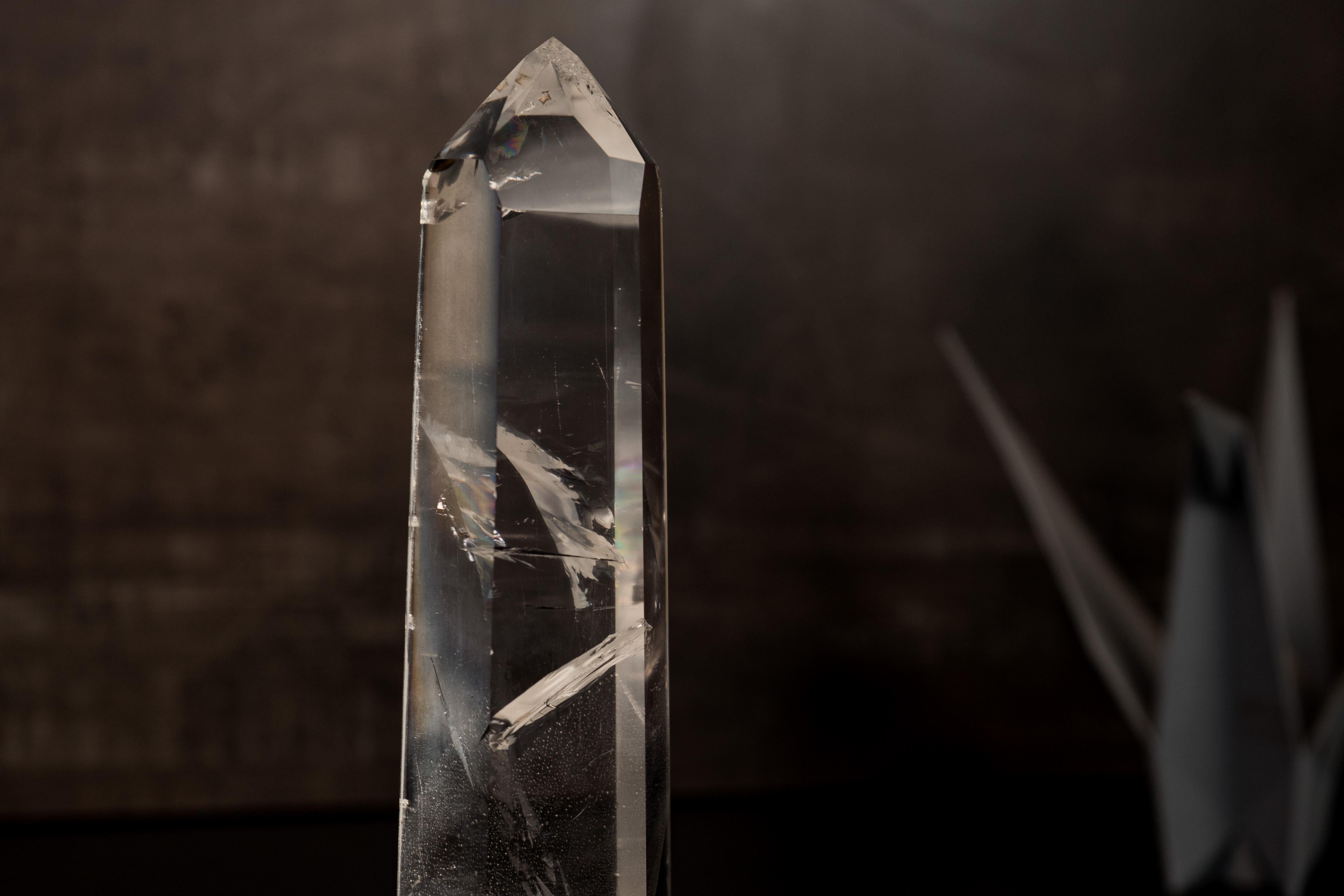 Tall Water-Clear Lemurian Quartz Obelisk Point from Diamantina In New Condition For Sale In Ametista Do Sul, BR