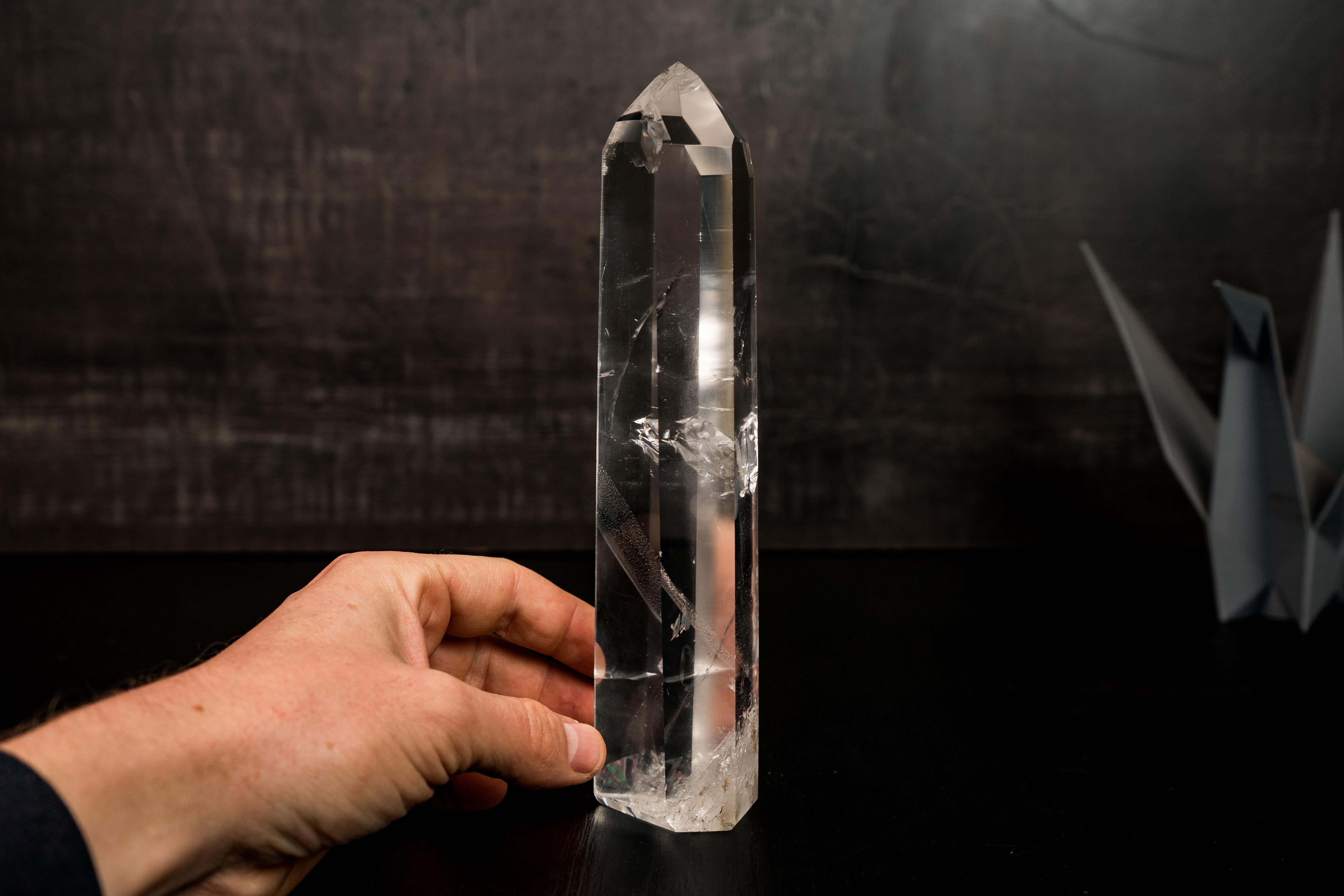 Crystal Tall Water-Clear Lemurian Quartz Obelisk Point from Diamantina For Sale