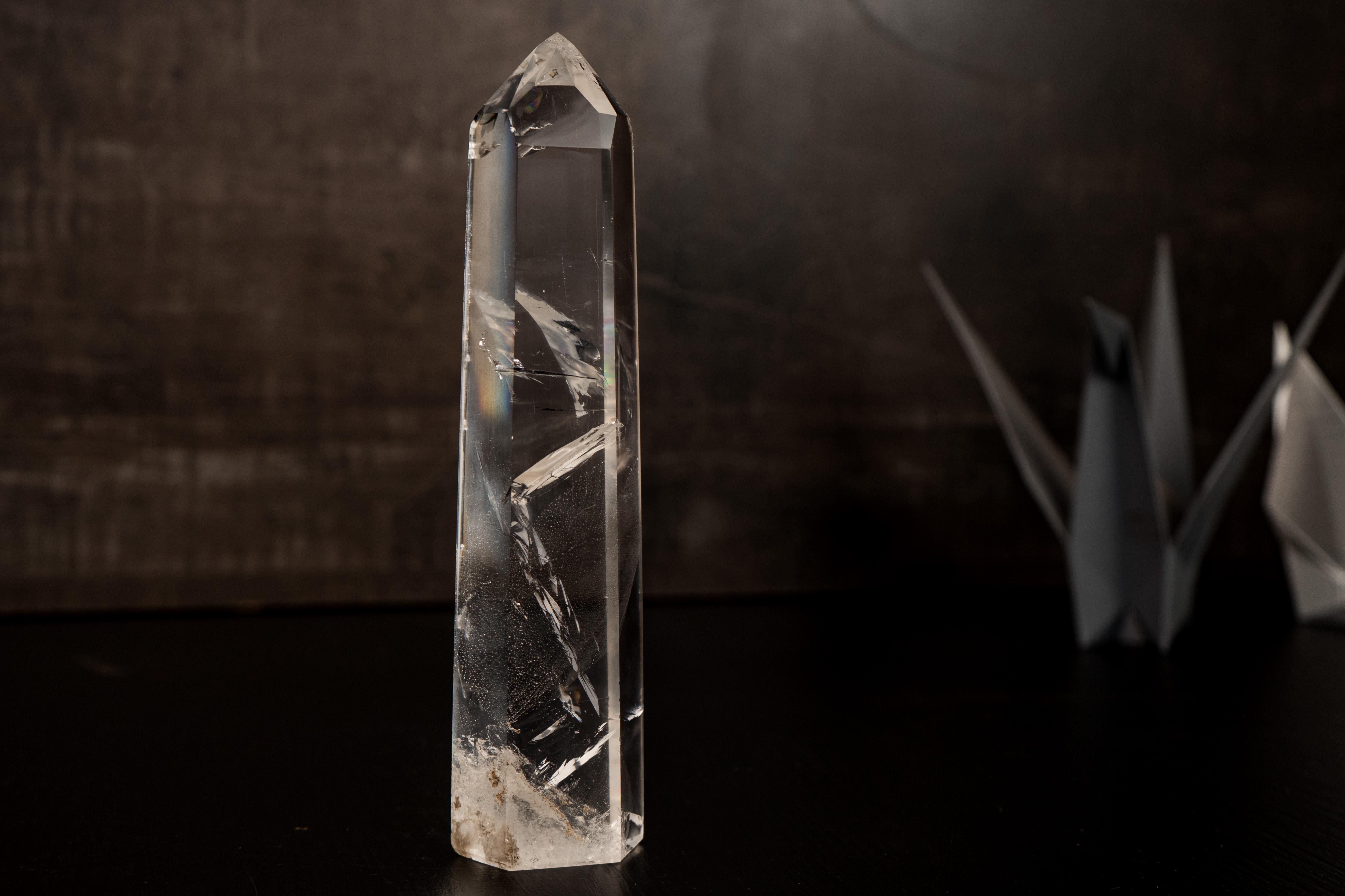 Tall Water-Clear Lemurian Quartz Obelisk Point from Diamantina For Sale 2