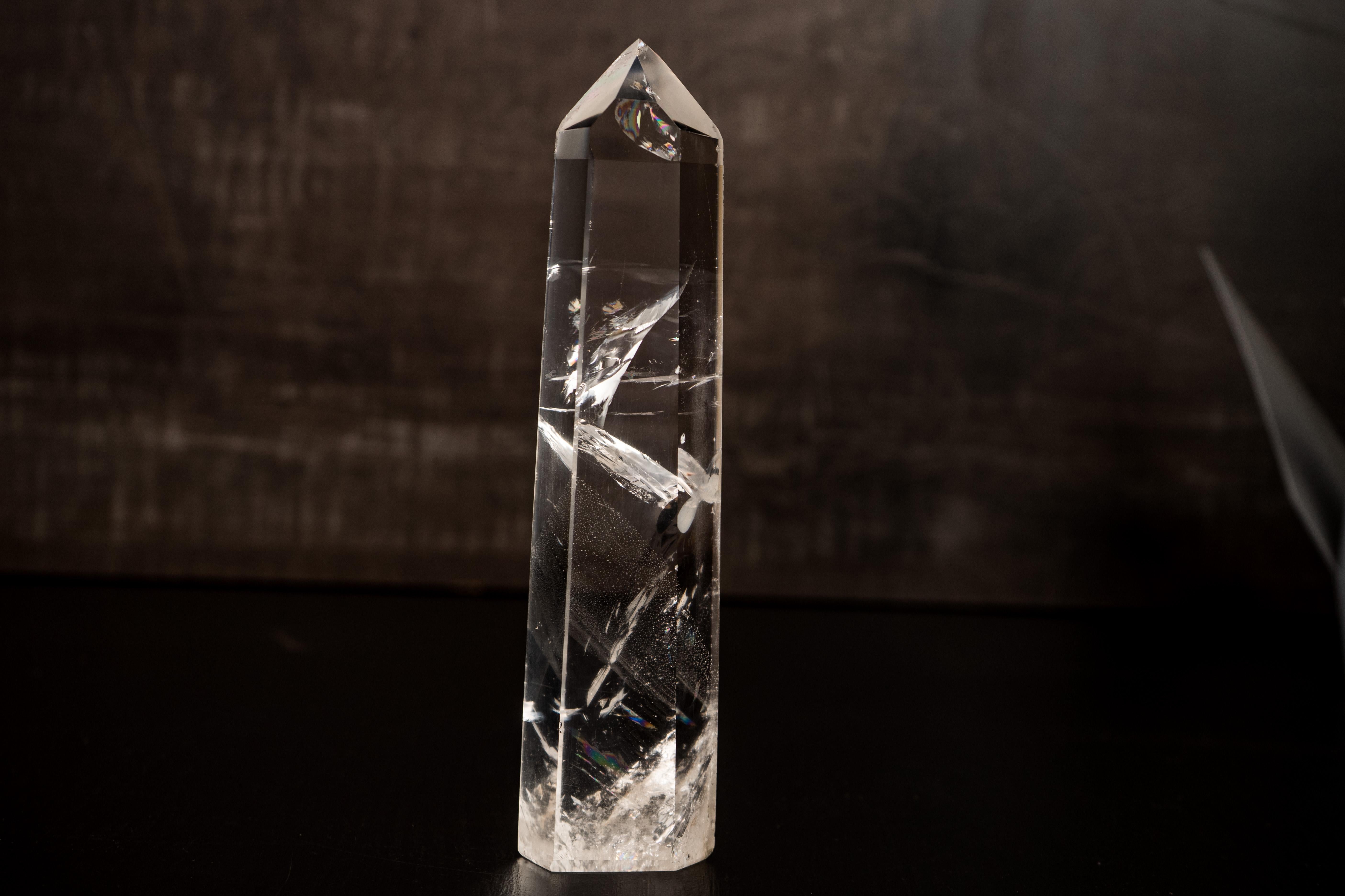 Tall Water-Clear Lemurian Quartz Obelisk Point from Diamantina For Sale 3