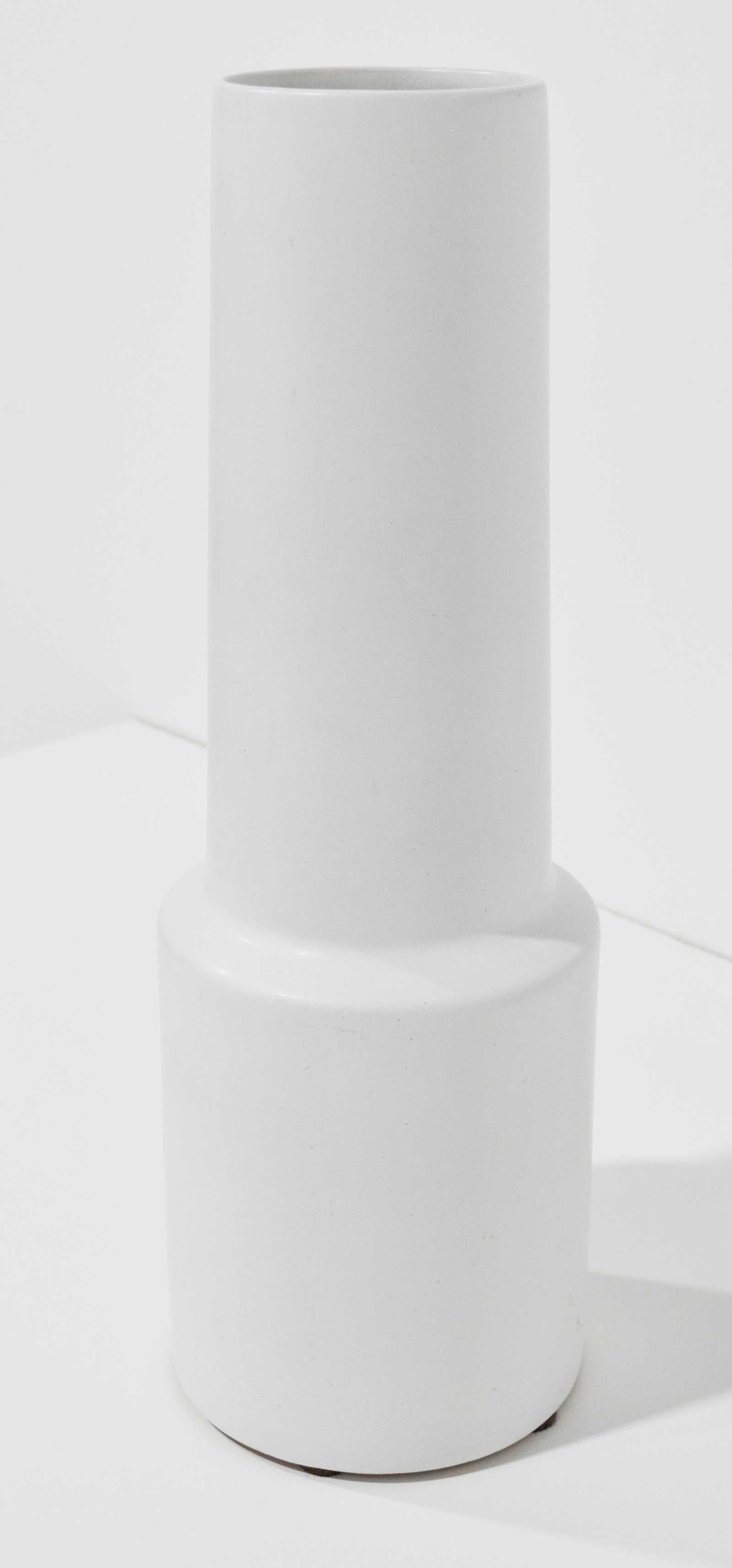 Tall West German Ceramic Vase in White In Good Condition For Sale In Dallas, TX