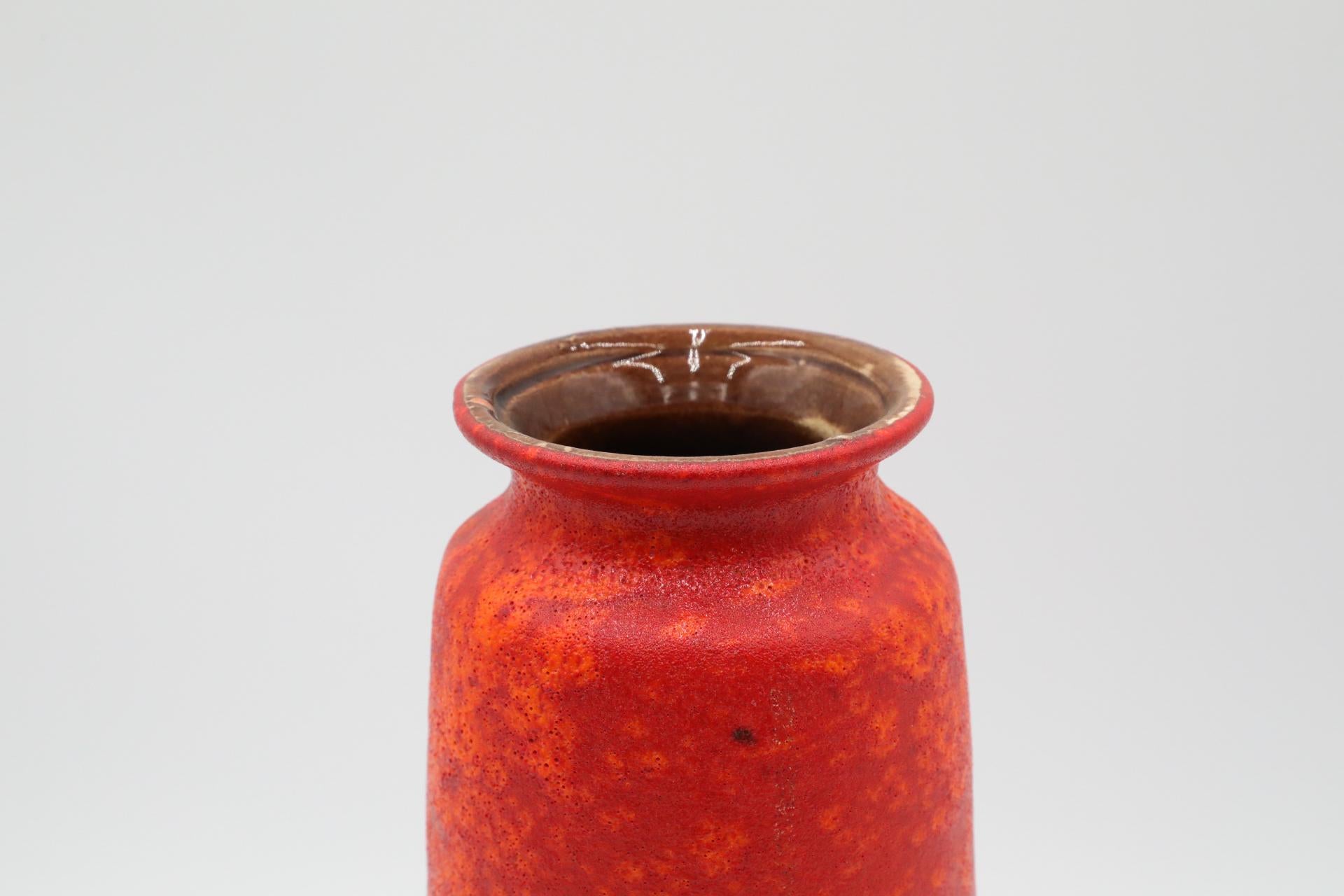 Tall West German Orange Lava Glazed Ceramic Vase For Sale 5