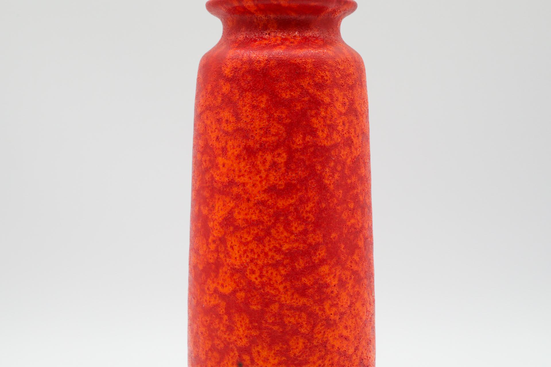 Tall West German Orange Lava Glazed Ceramic Vase For Sale 6