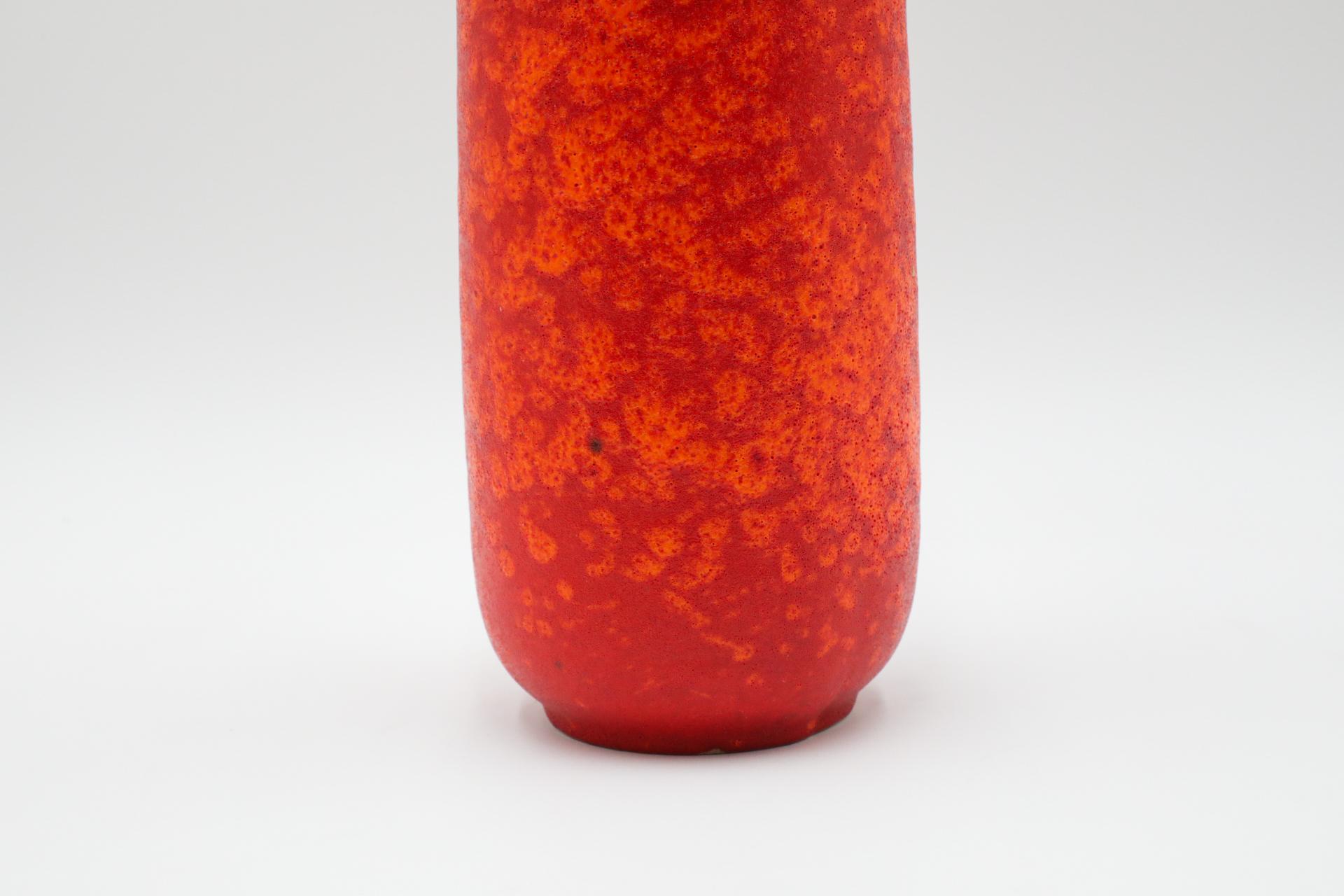 Tall West German Orange Lava Glazed Ceramic Vase For Sale 7