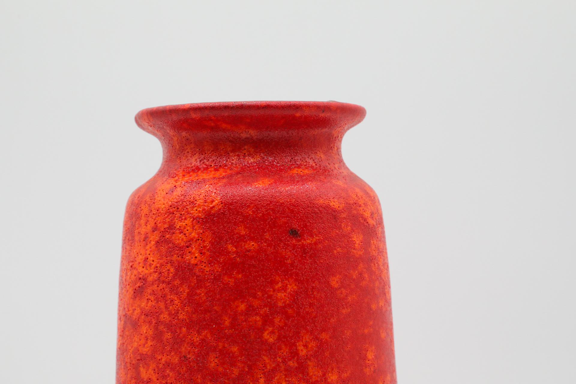 Tall West German Orange Lava Glazed Ceramic Vase For Sale 9