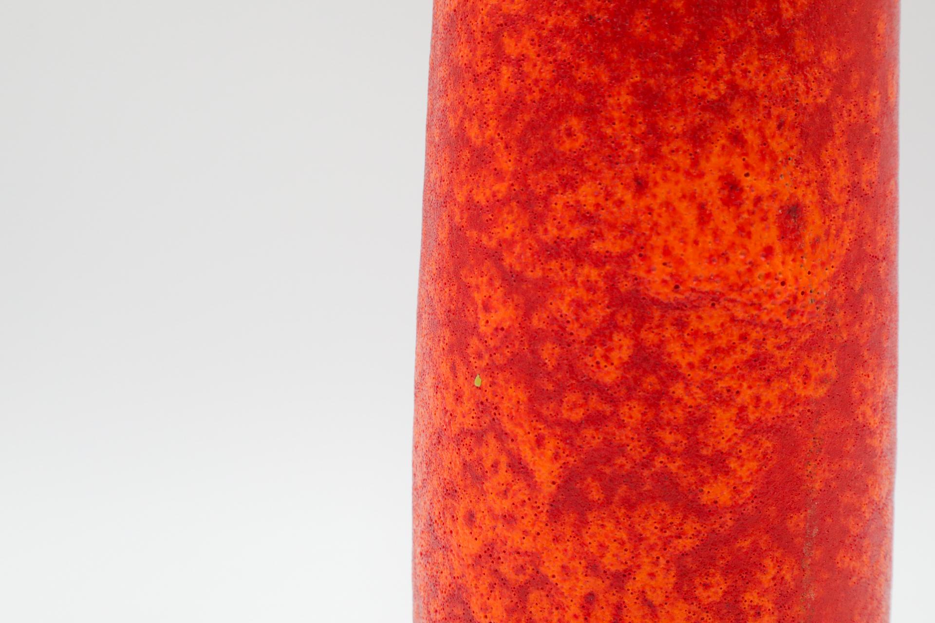 Tall West German Orange Lava Glazed Ceramic Vase For Sale 10