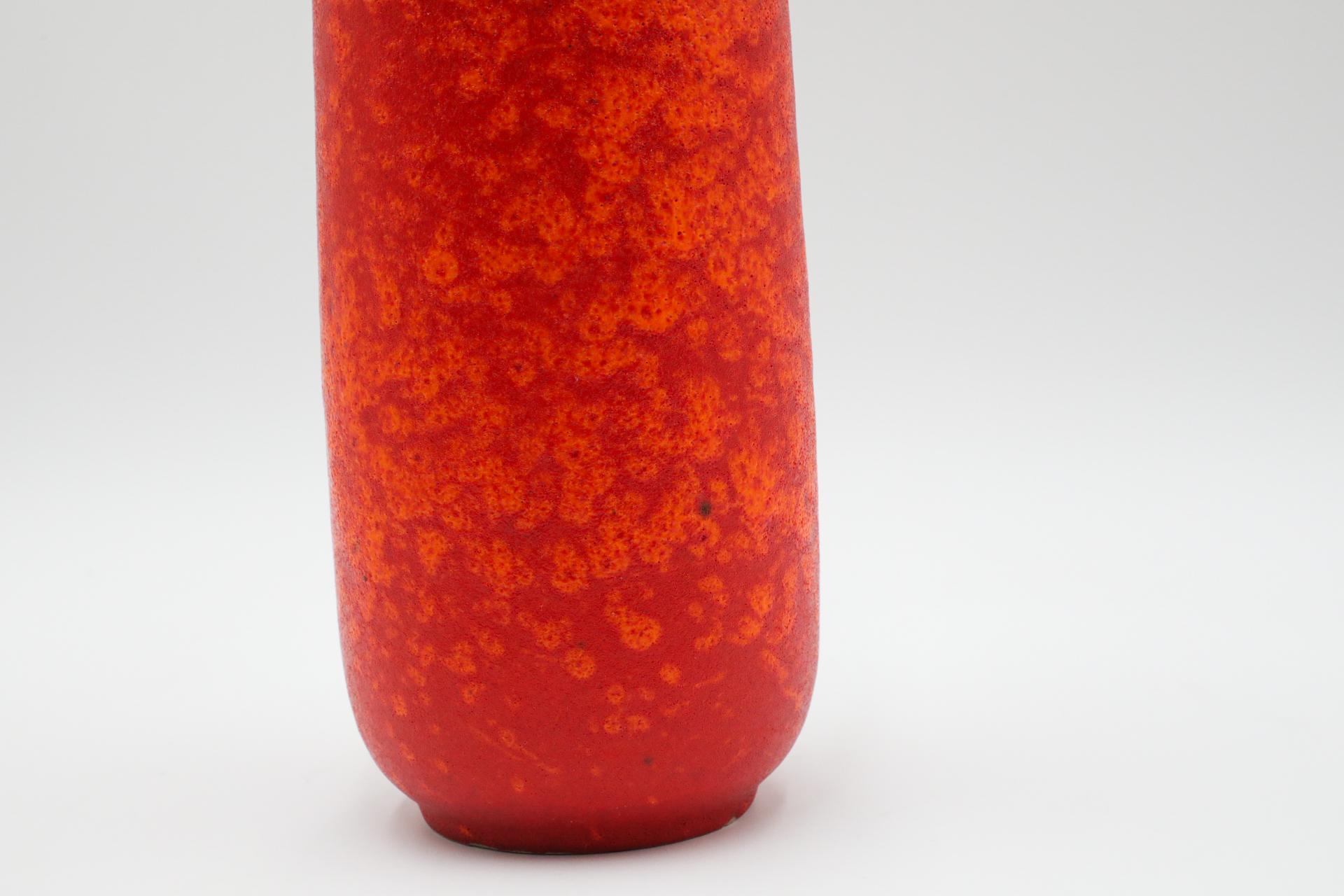 Tall West German Orange Lava Glazed Ceramic Vase For Sale 11