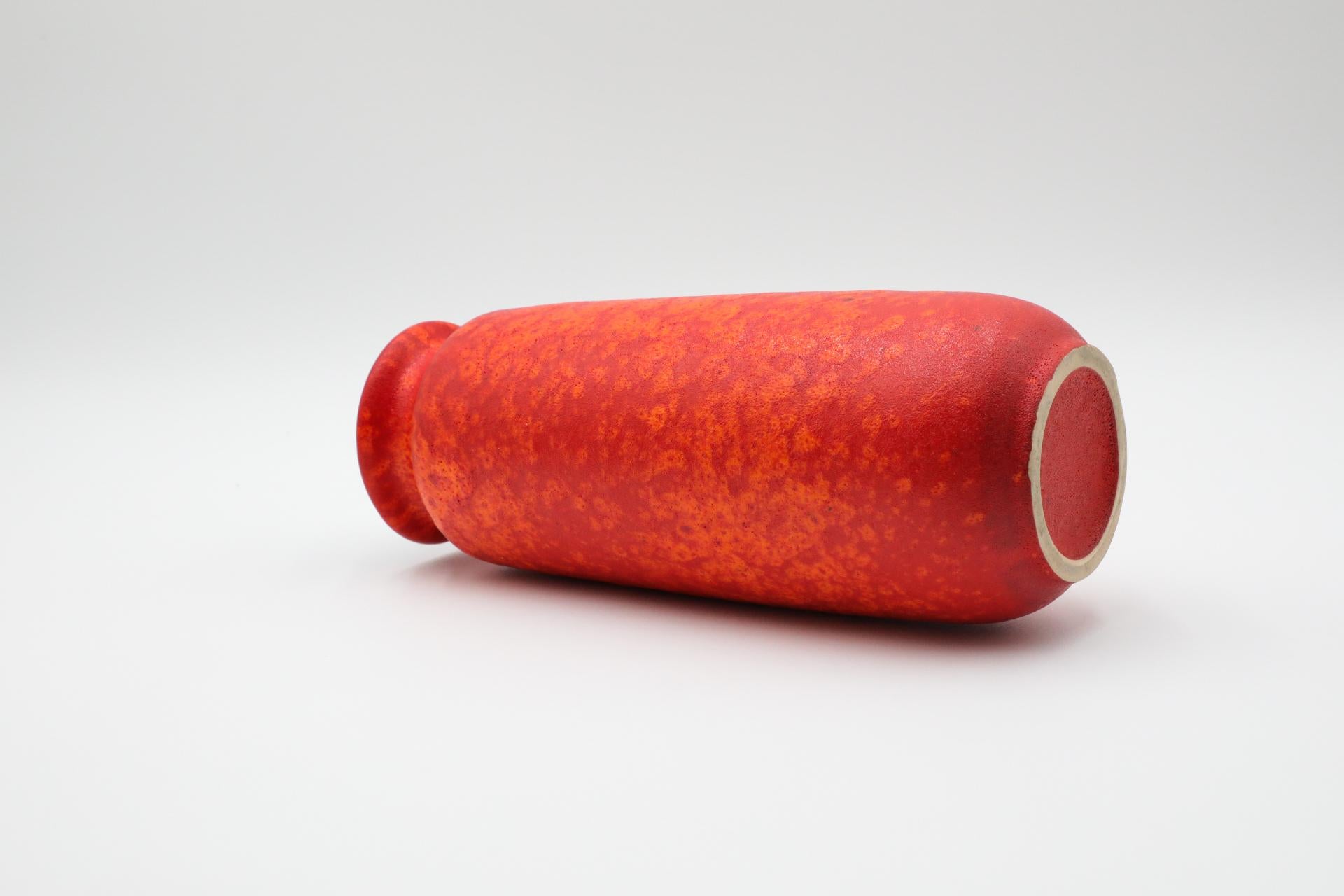 Tall West German Orange Lava Glazed Ceramic Vase For Sale 12