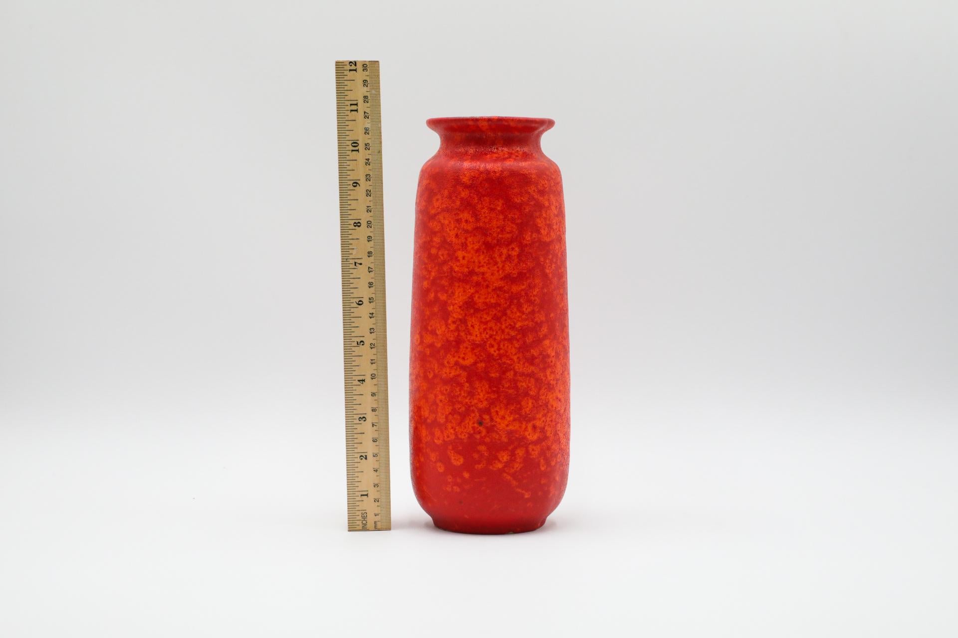 Mid-Century Modern Tall West German Orange Lava Glazed Ceramic Vase For Sale