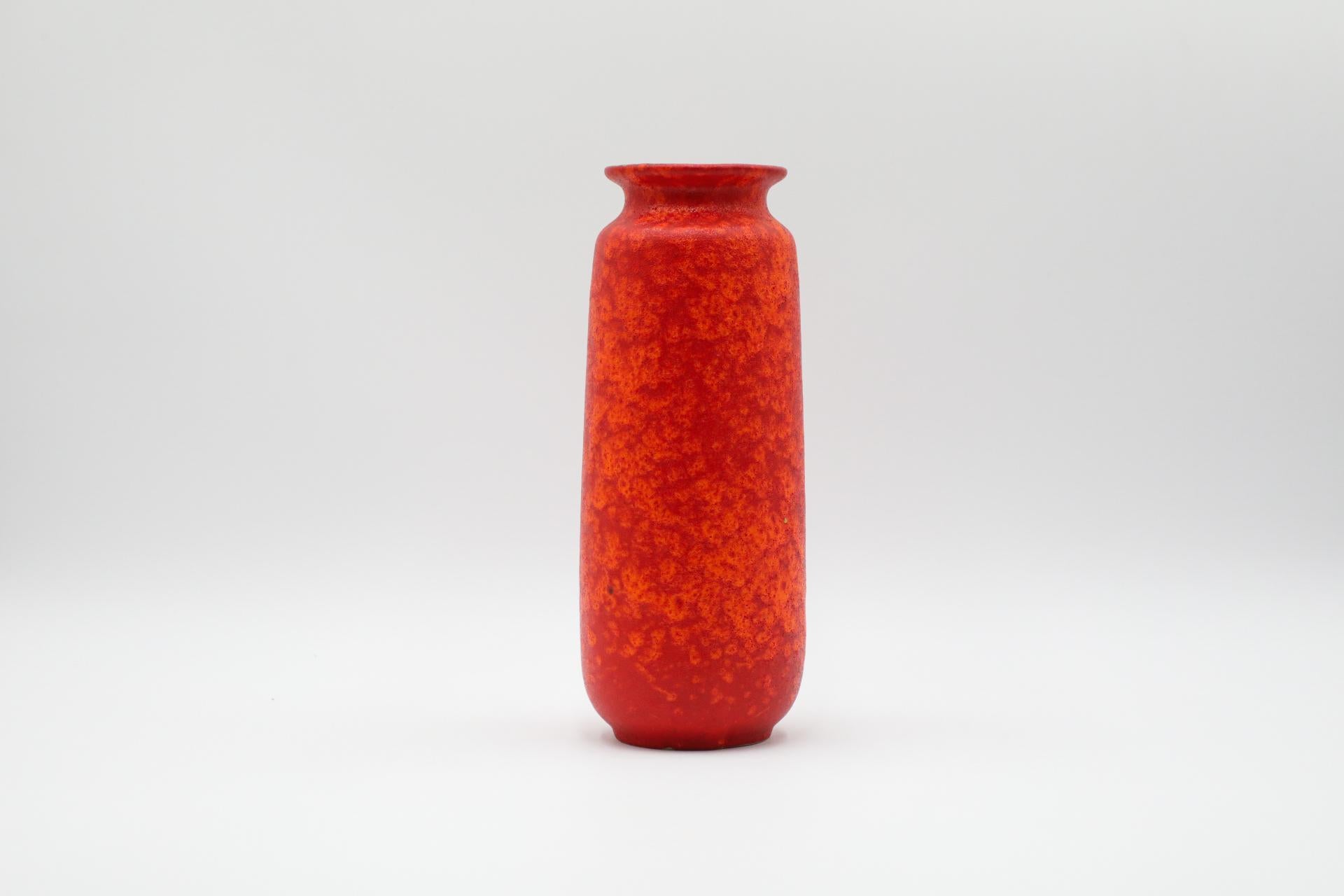 Tall West German Orange Lava Glazed Ceramic Vase For Sale 1