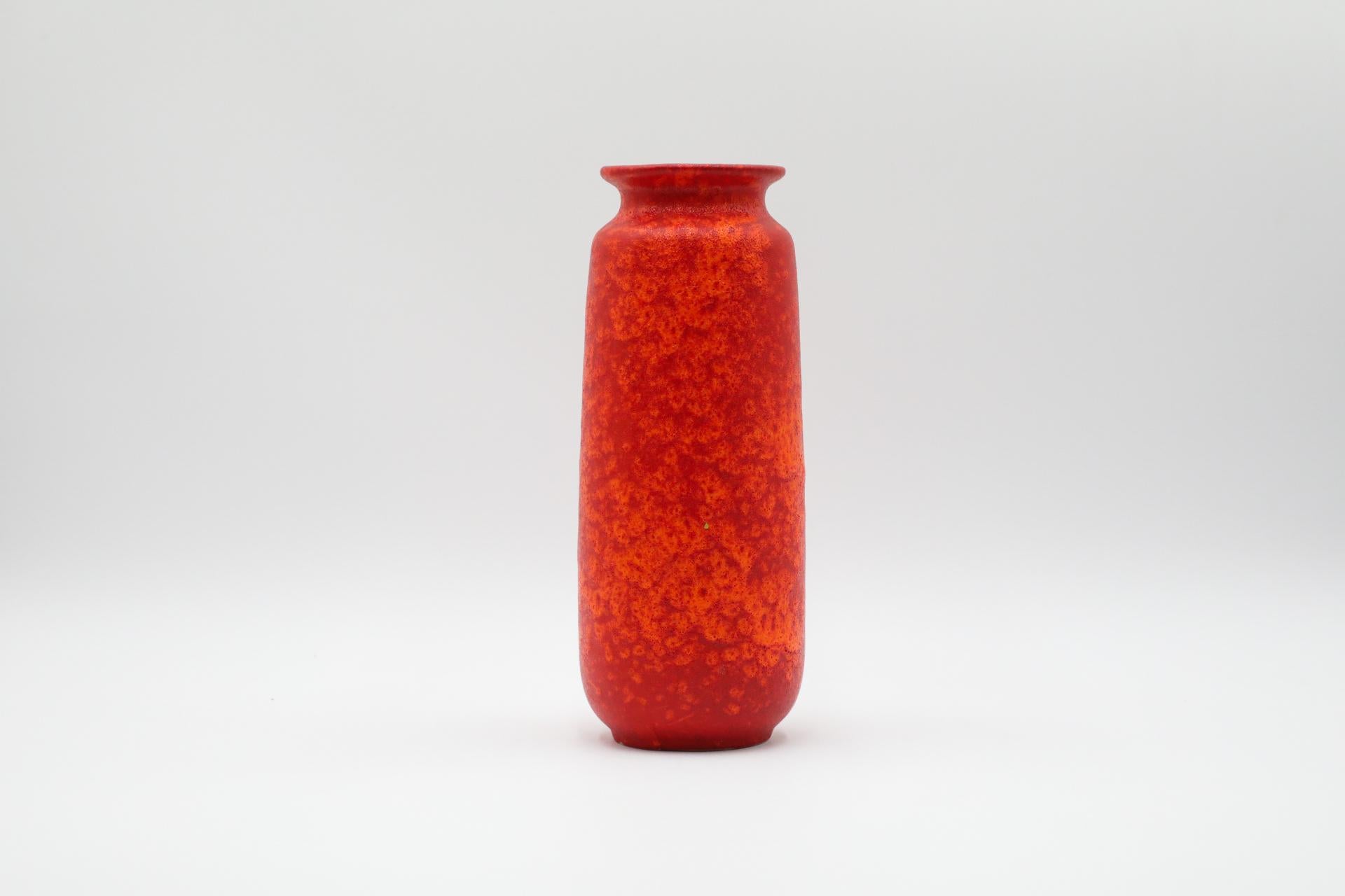Tall West German Orange Lava Glazed Ceramic Vase For Sale 2