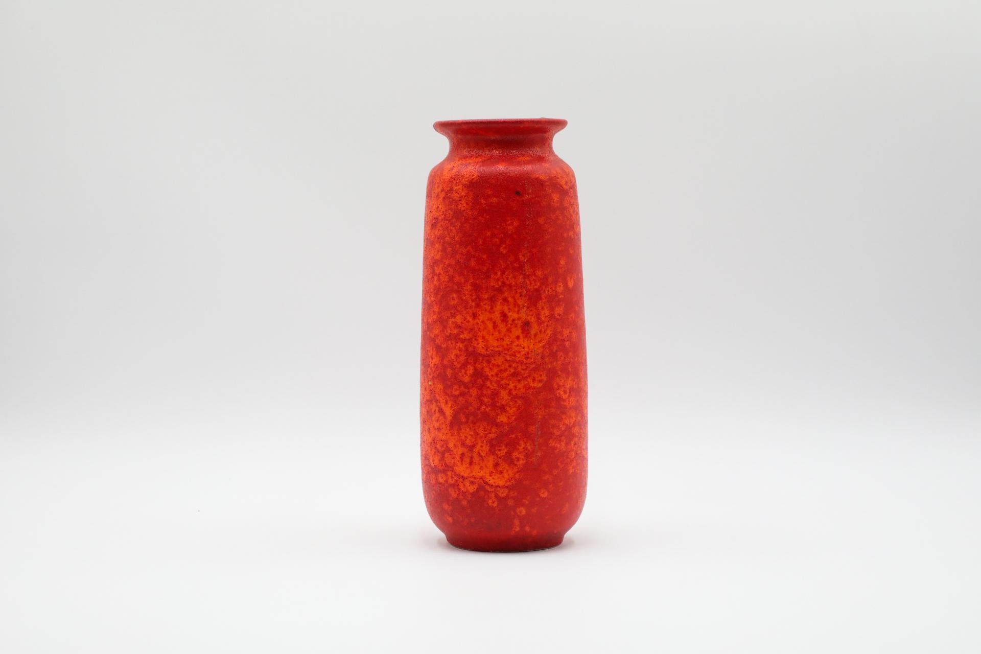 Tall West German Orange Lava Glazed Ceramic Vase For Sale 3
