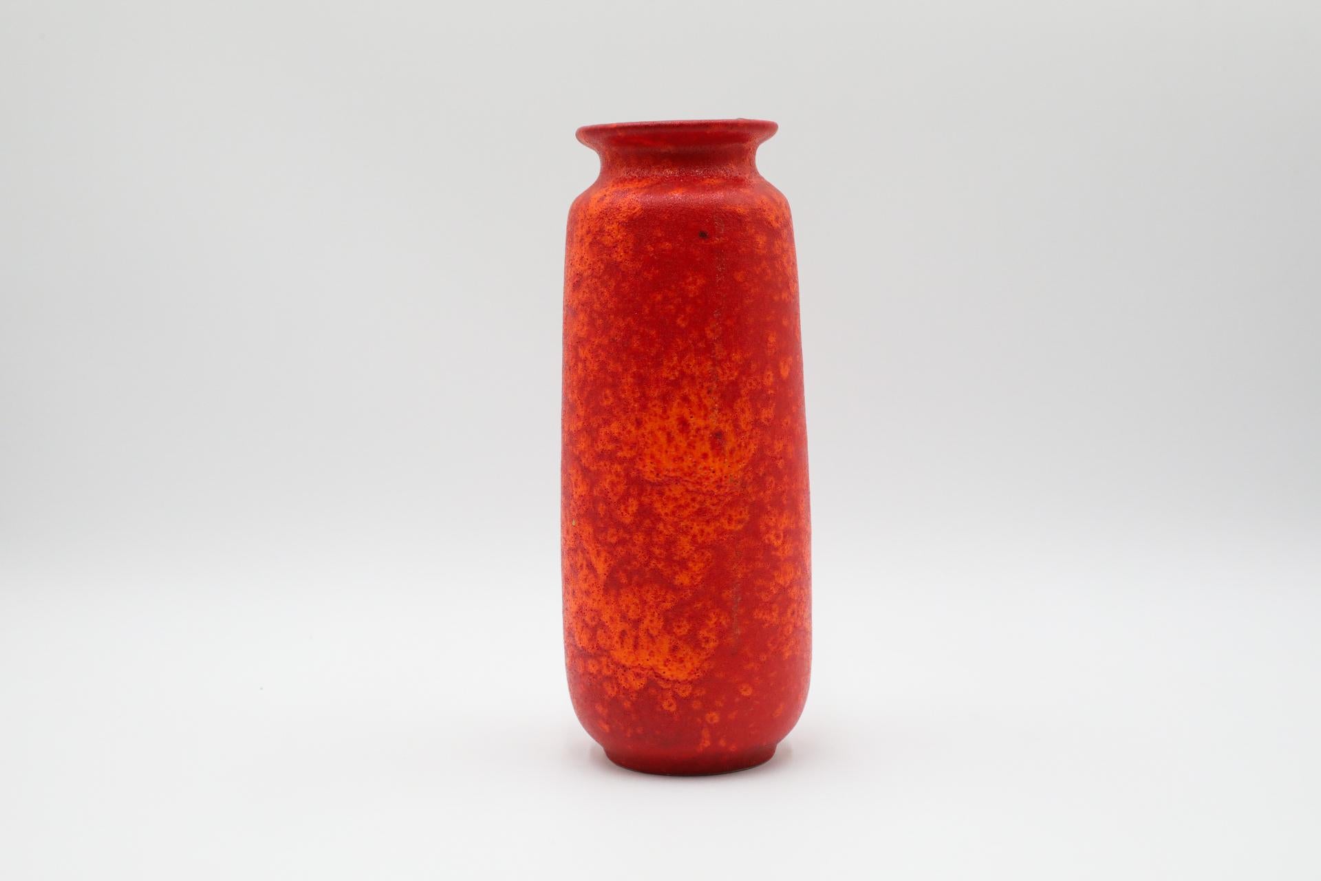 Tall West German Orange Lava Glazed Ceramic Vase For Sale 4