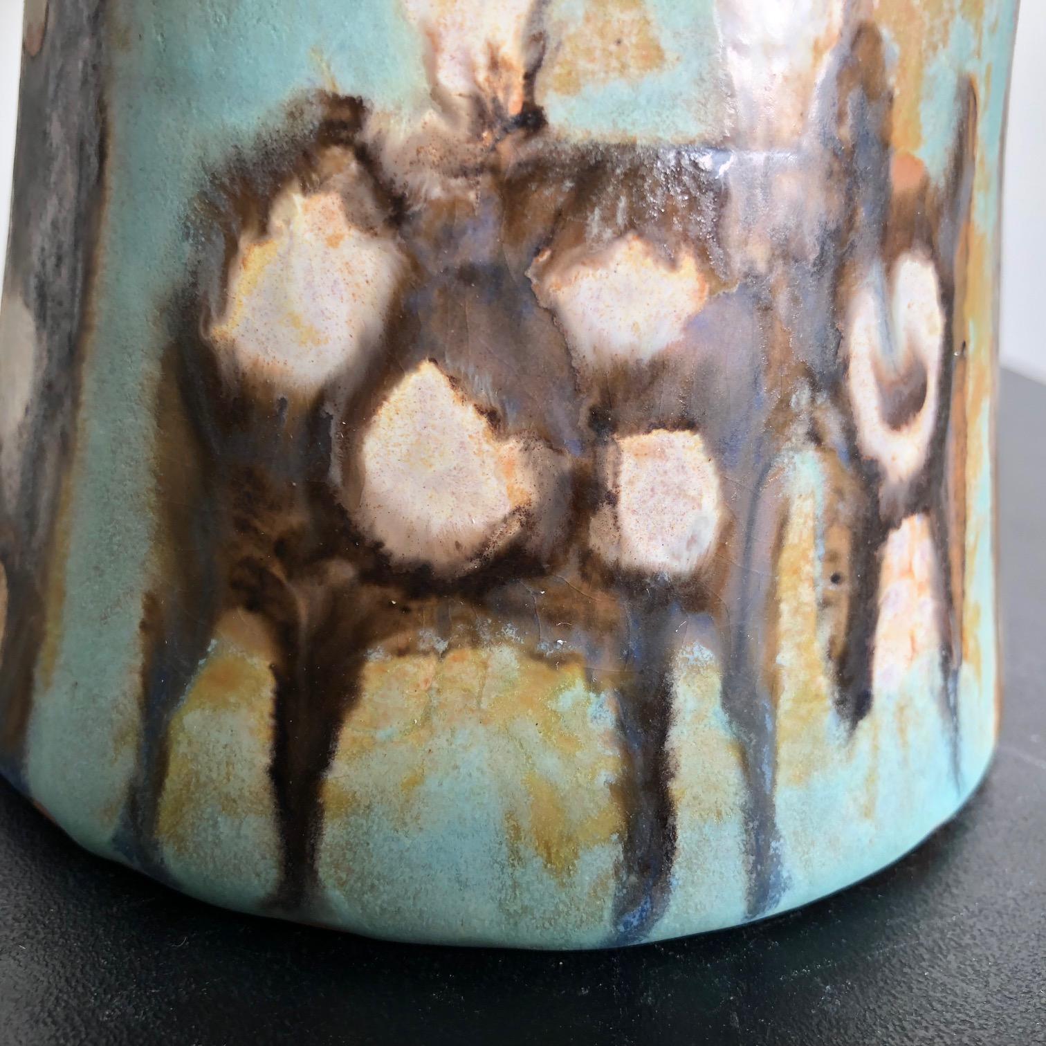 Whimsical Hand Thrown Vase Lamp Base Teddy Bear 2