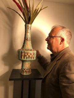 Whimsical Hand Thrown Vase Lamp Base Teddy Bear