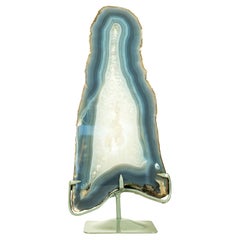 Tall White and Blue Lace Agate Geode Slice, All-Natural & Doube-Sided