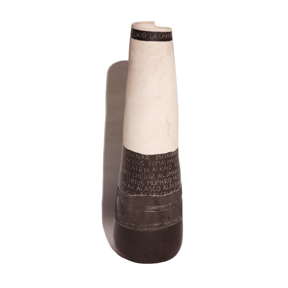 International Style Tall White and Brown Italian Studio Ceramic For Sale